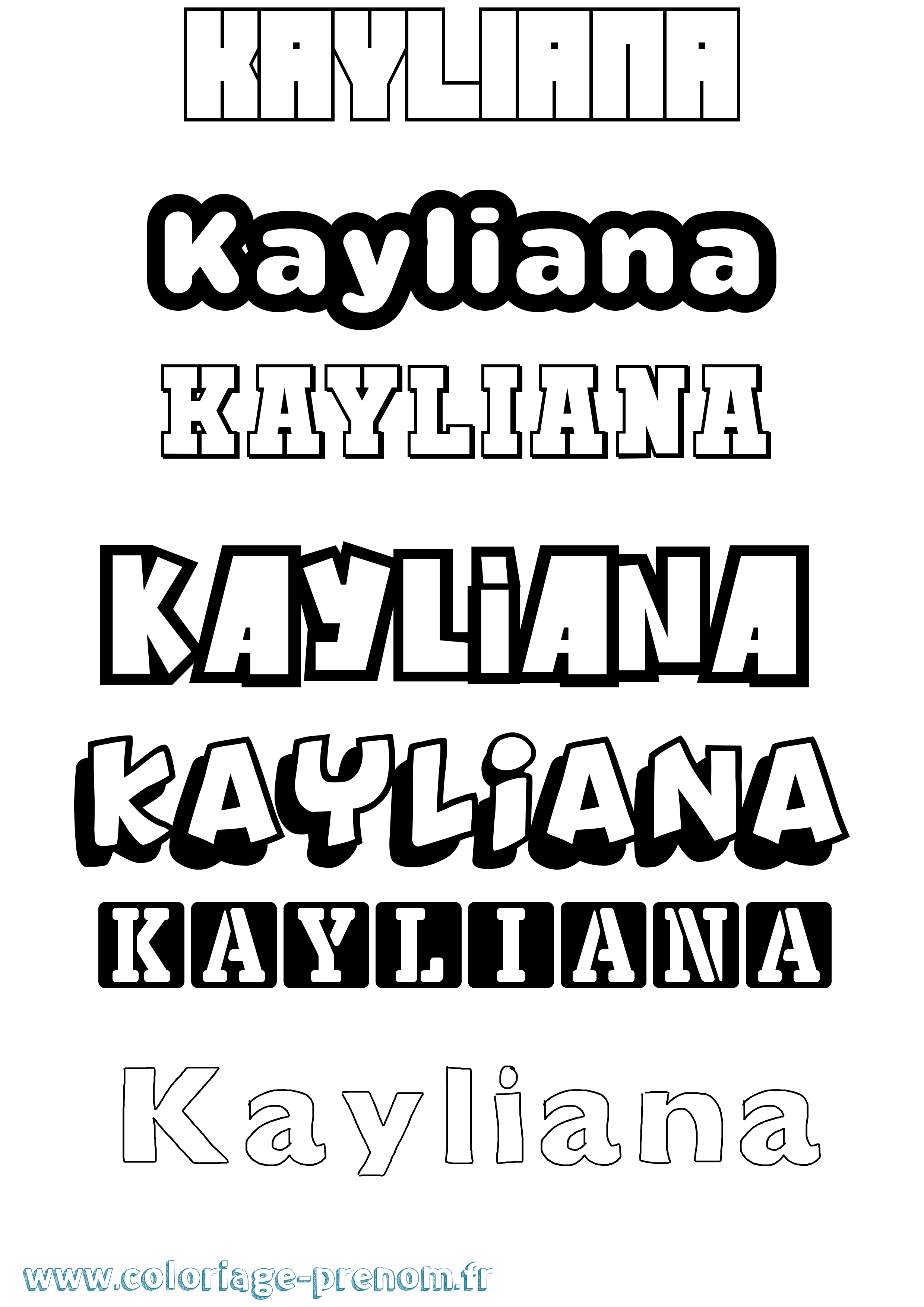 Coloriage prénom Kayliana Simple