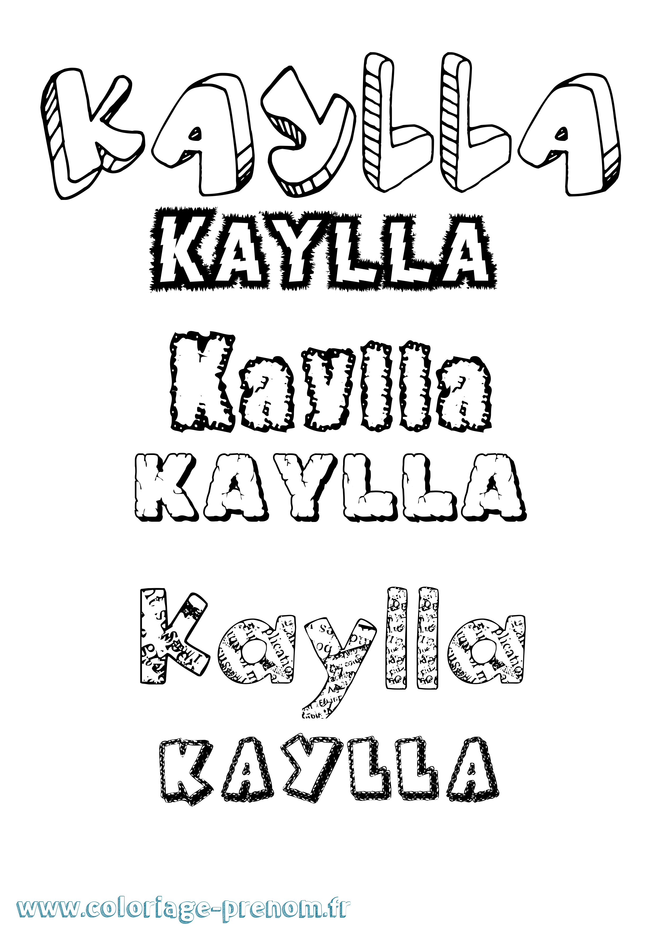 Coloriage prénom Kaylla Destructuré