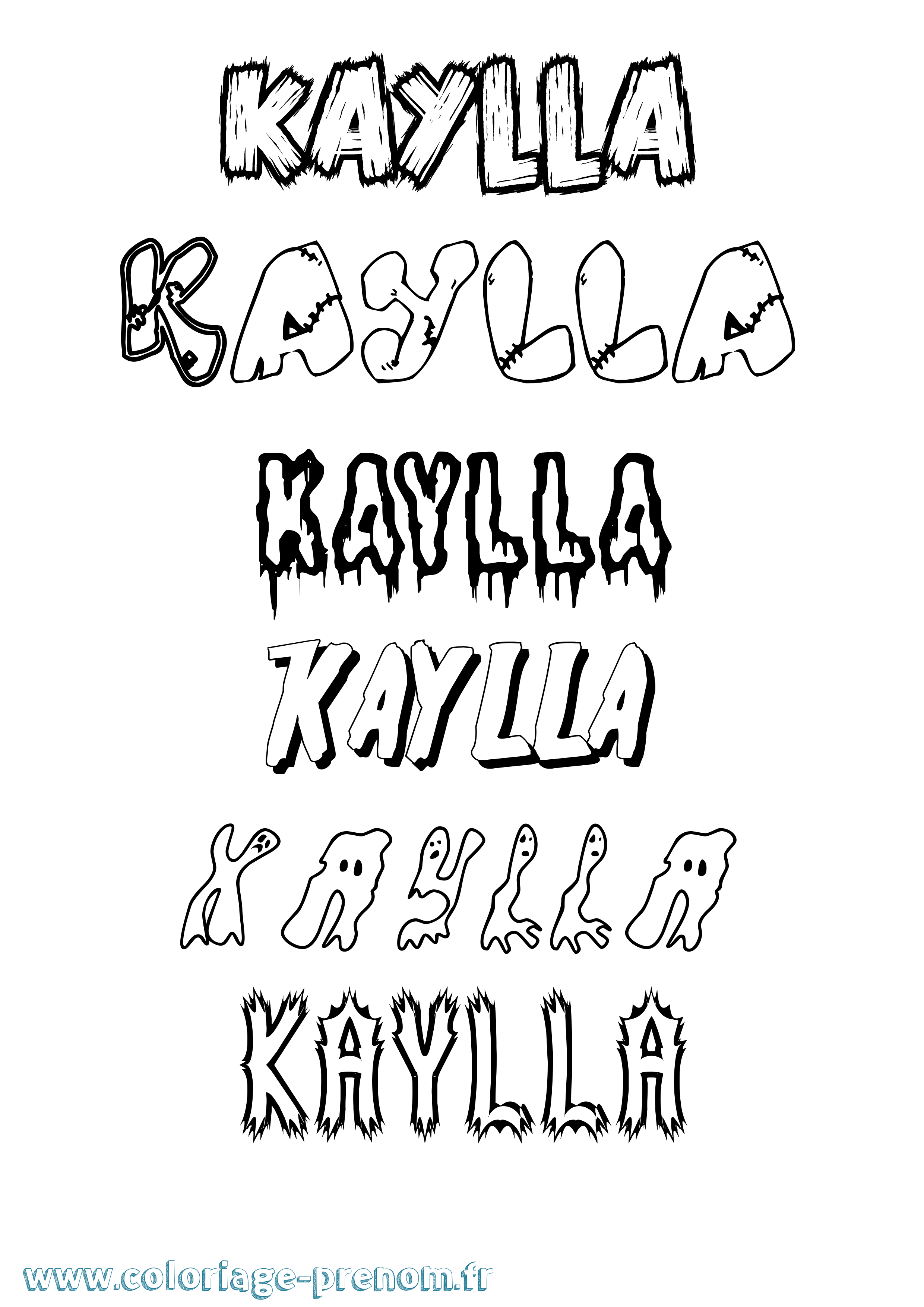 Coloriage prénom Kaylla Frisson