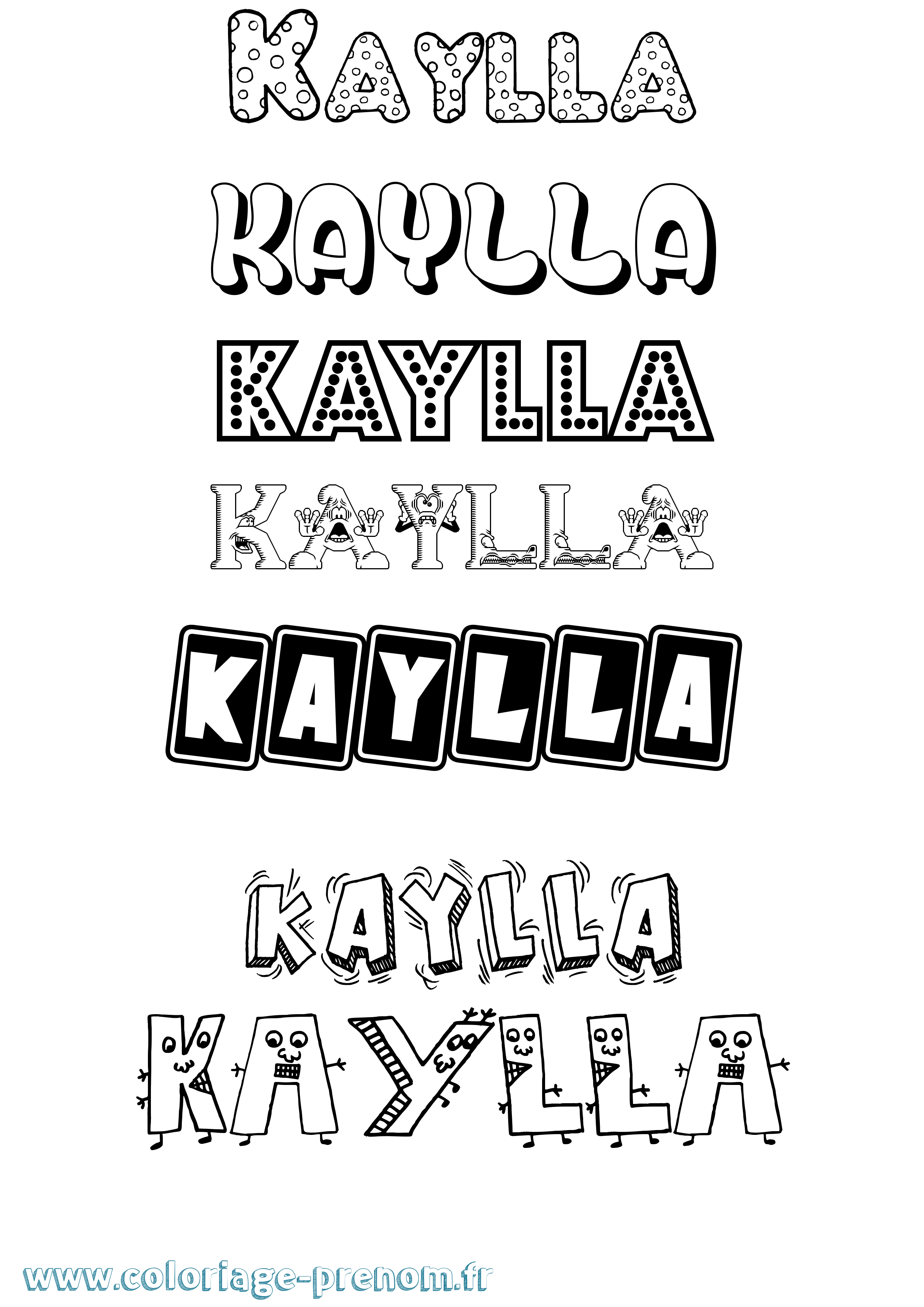 Coloriage prénom Kaylla Fun