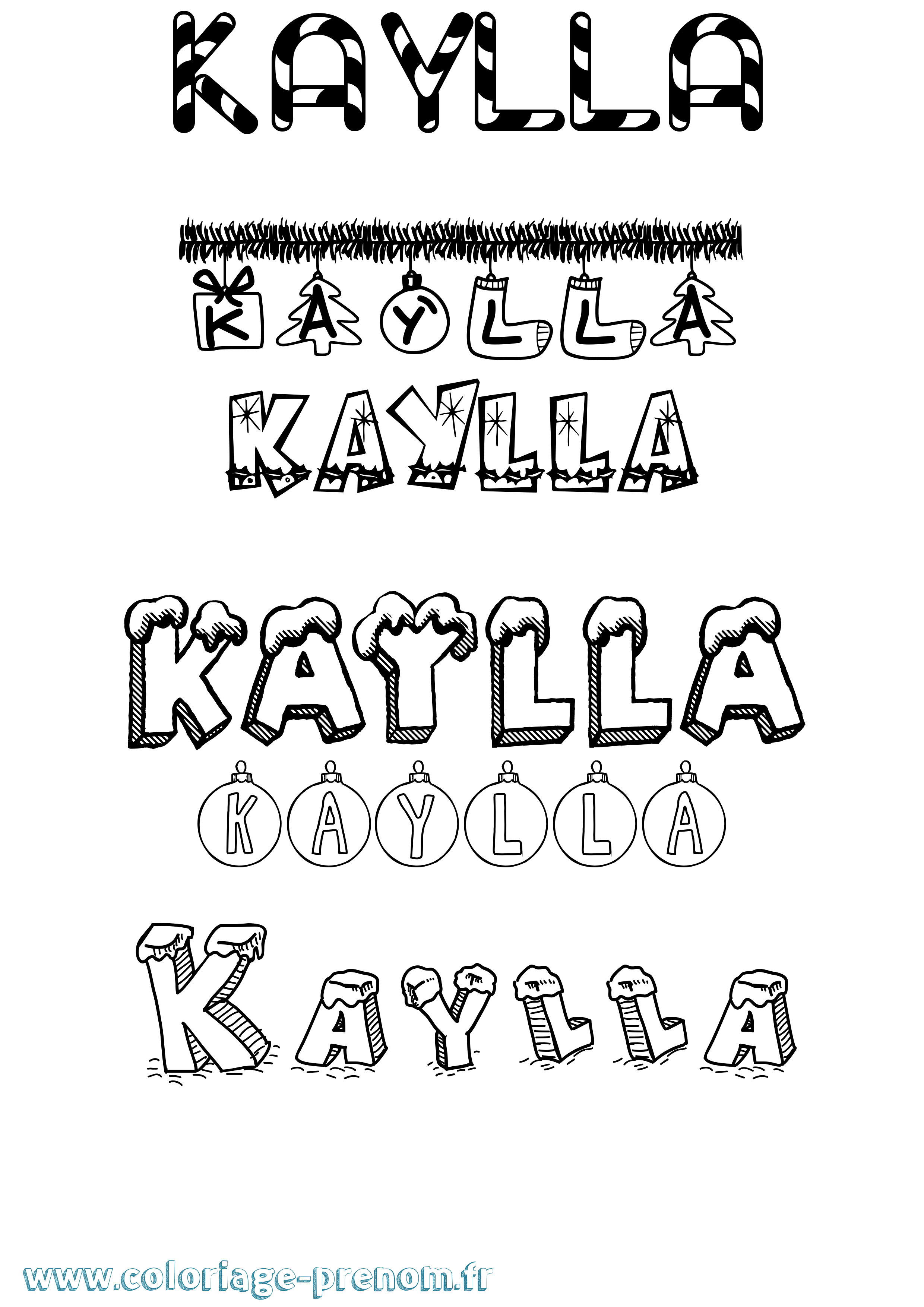 Coloriage prénom Kaylla Noël
