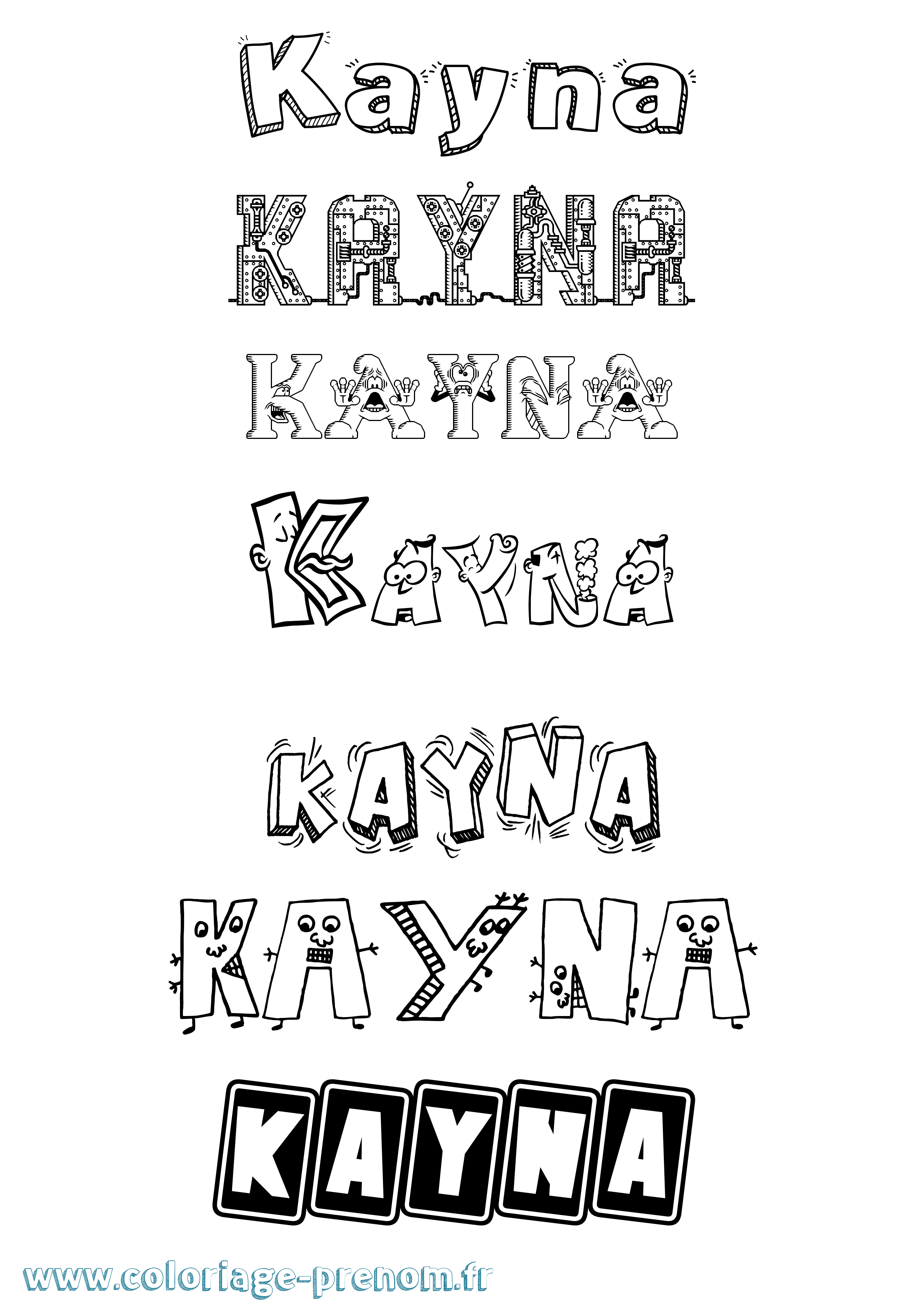 Coloriage prénom Kayna Fun