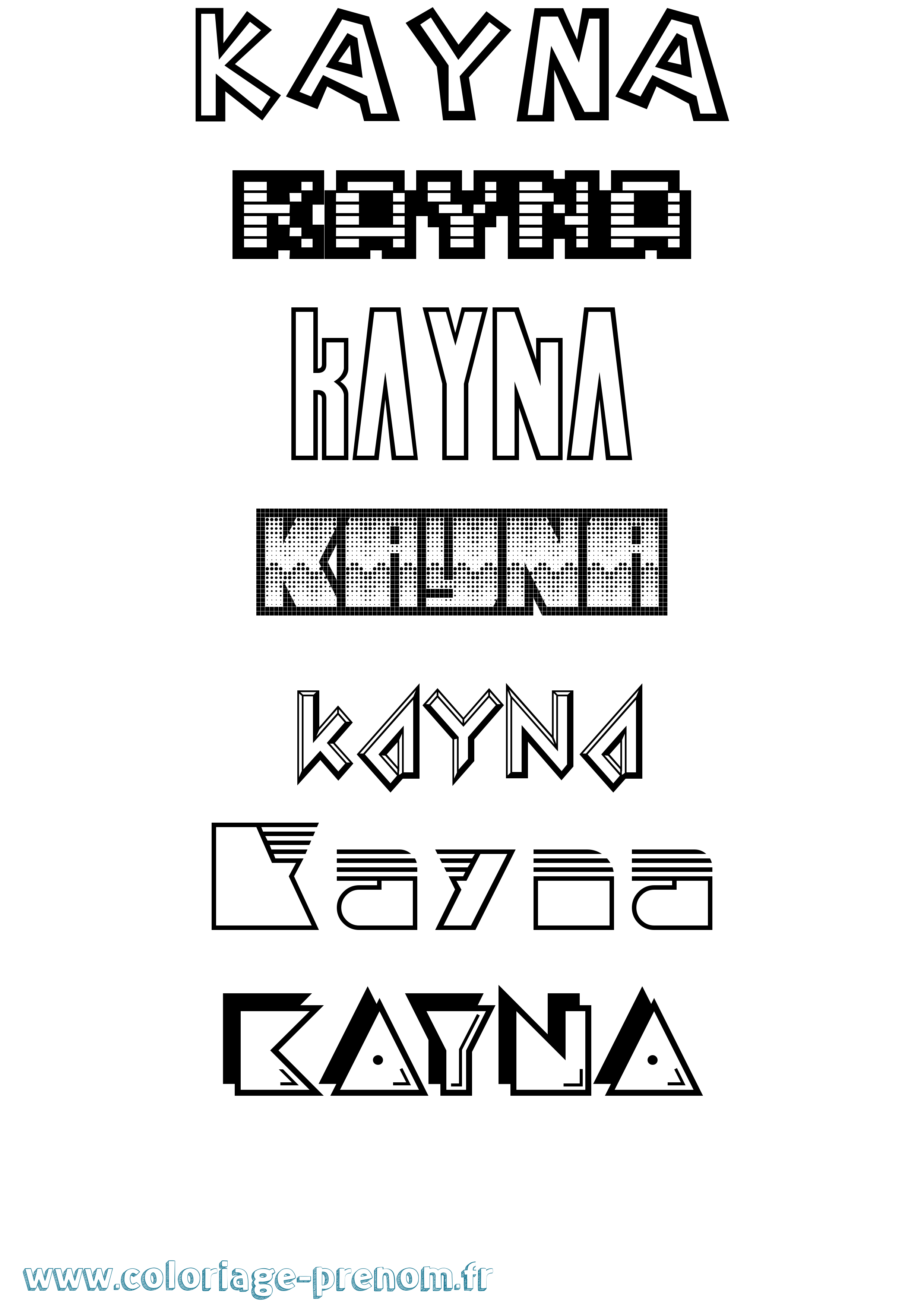 Coloriage prénom Kayna Jeux Vidéos