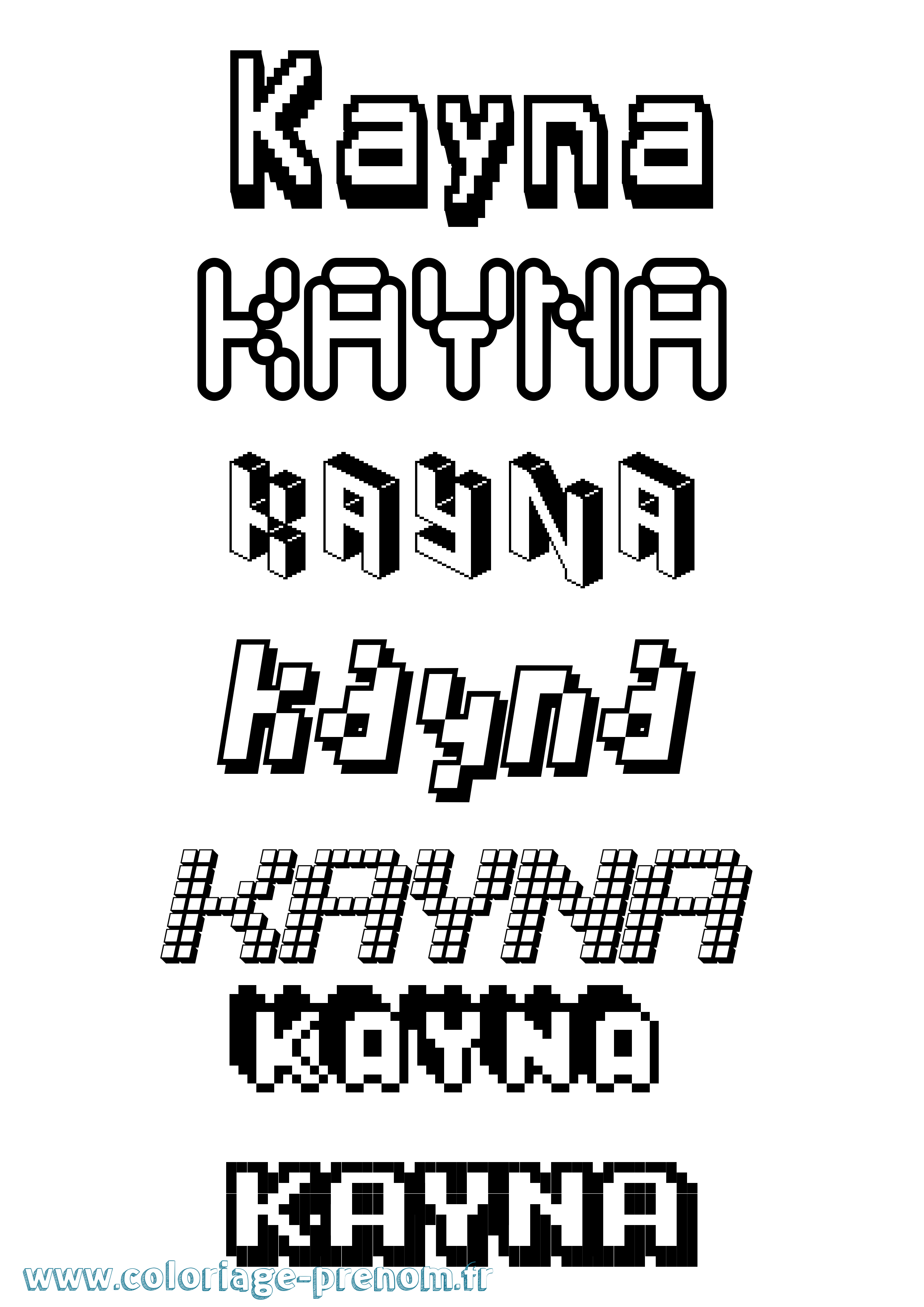 Coloriage prénom Kayna Pixel