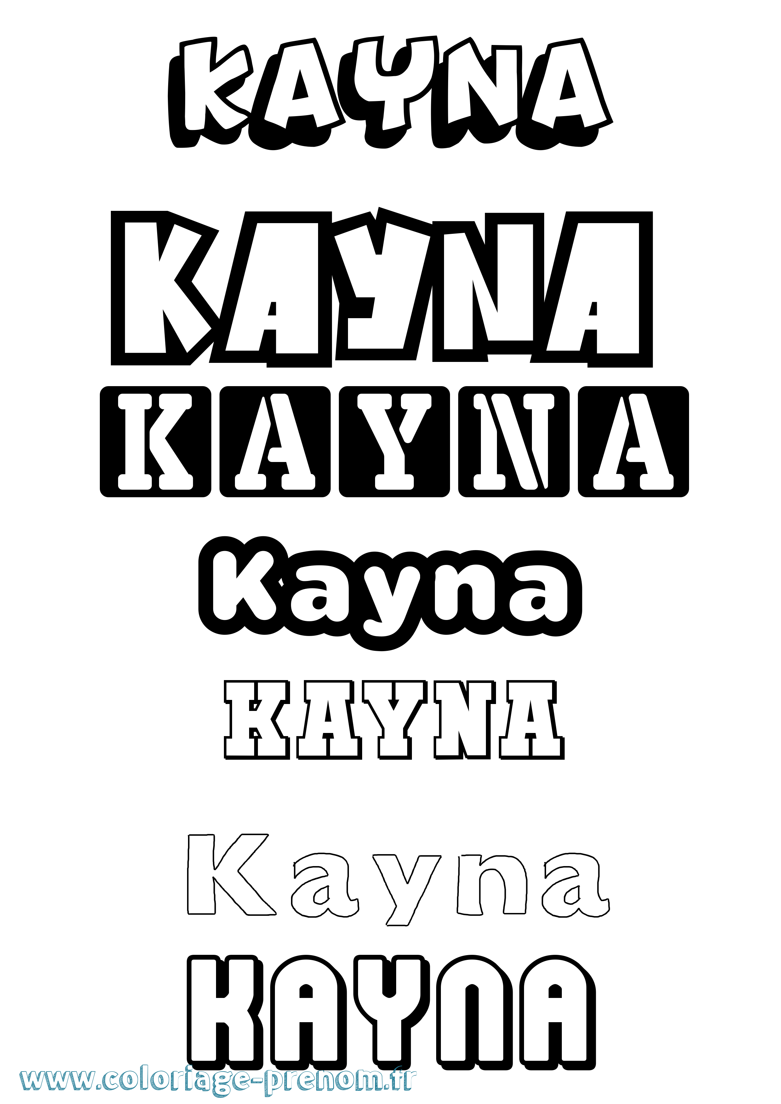 Coloriage prénom Kayna Simple