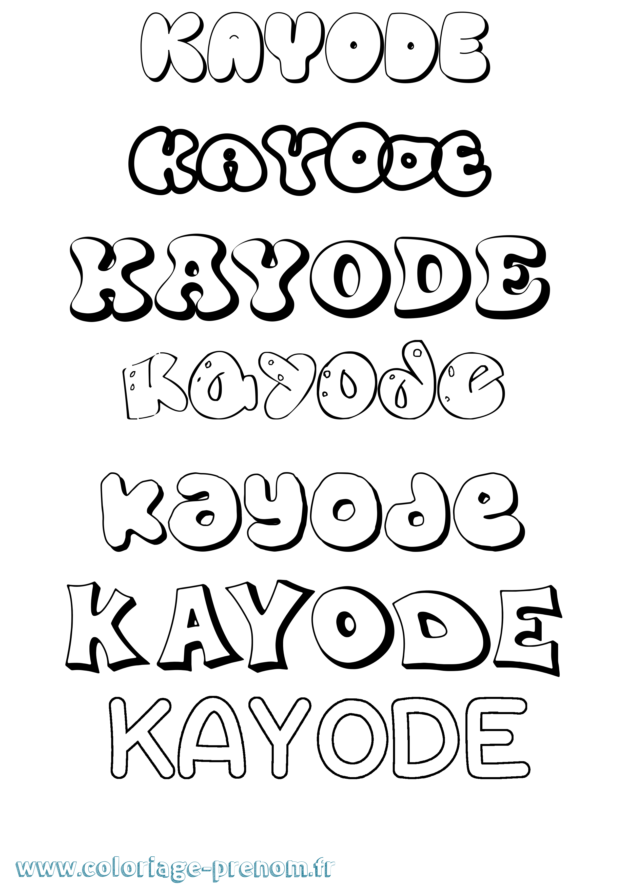 Coloriage prénom Kayode Bubble