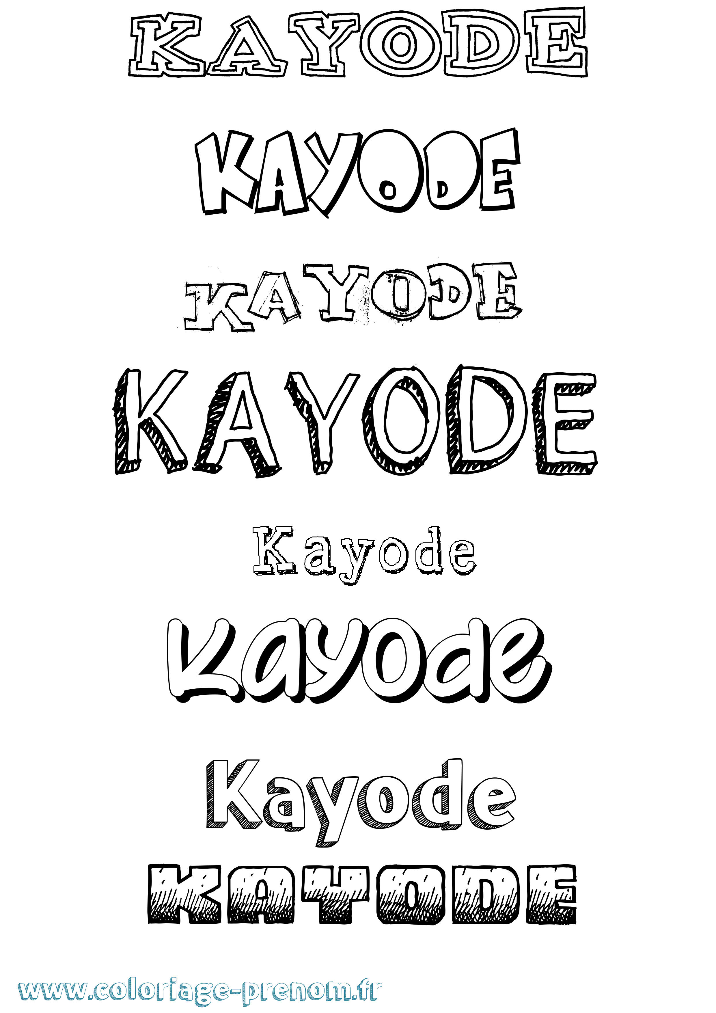 Coloriage prénom Kayode Dessiné