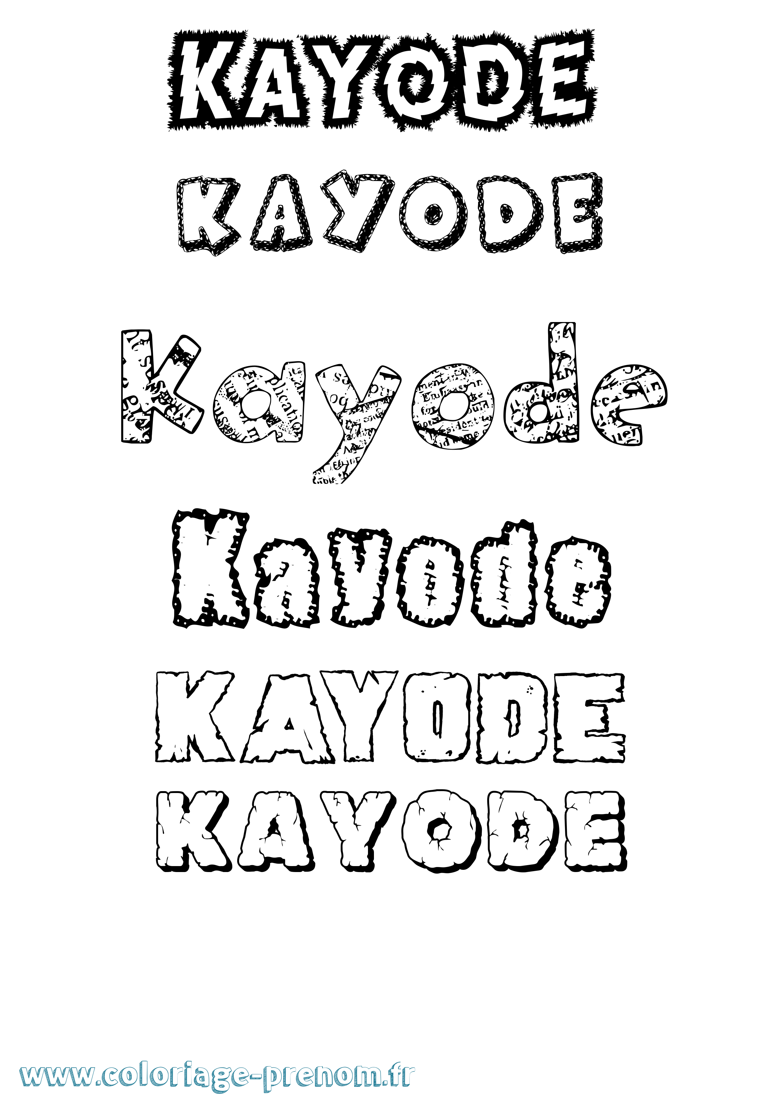 Coloriage prénom Kayode Destructuré
