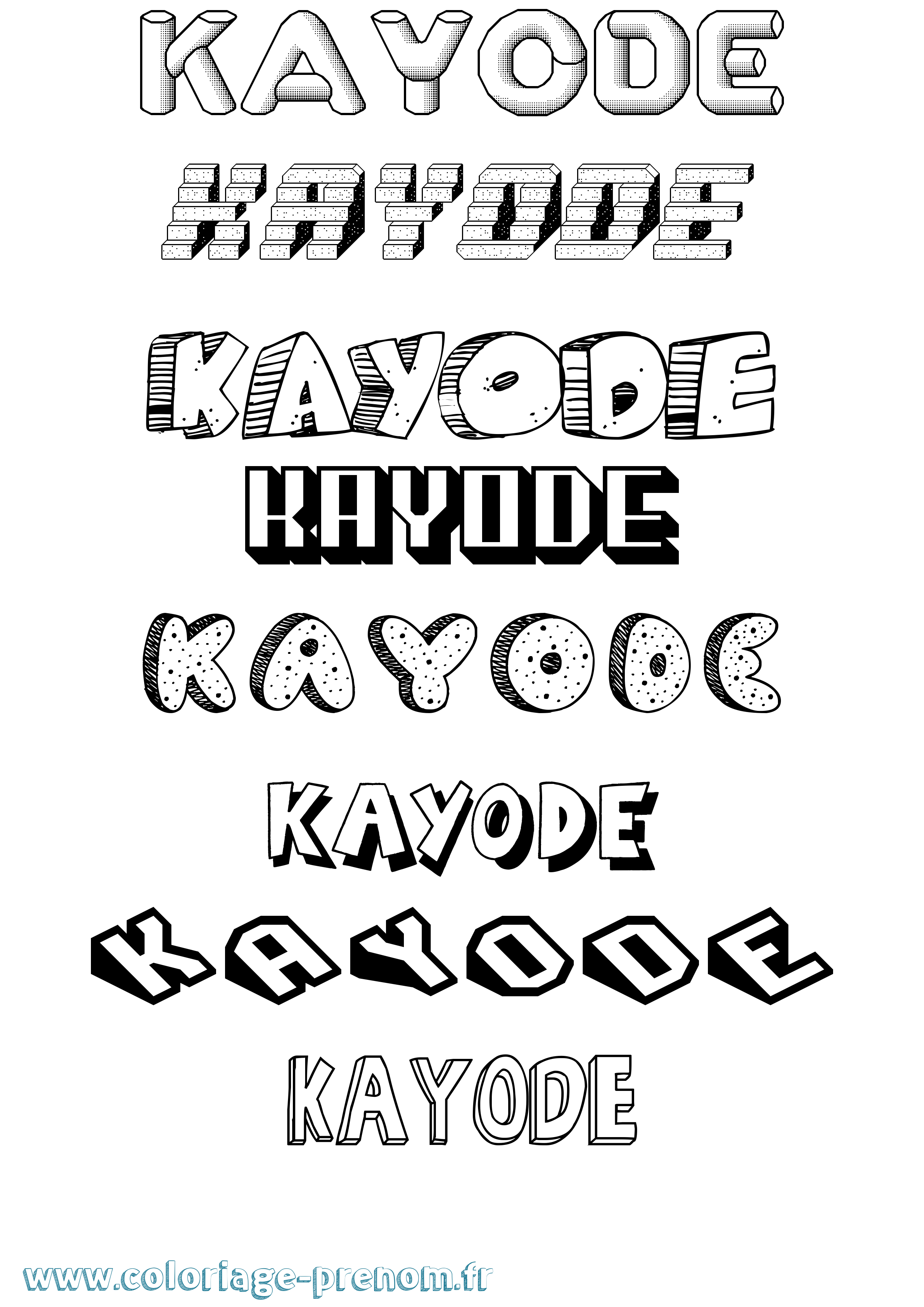 Coloriage prénom Kayode Effet 3D