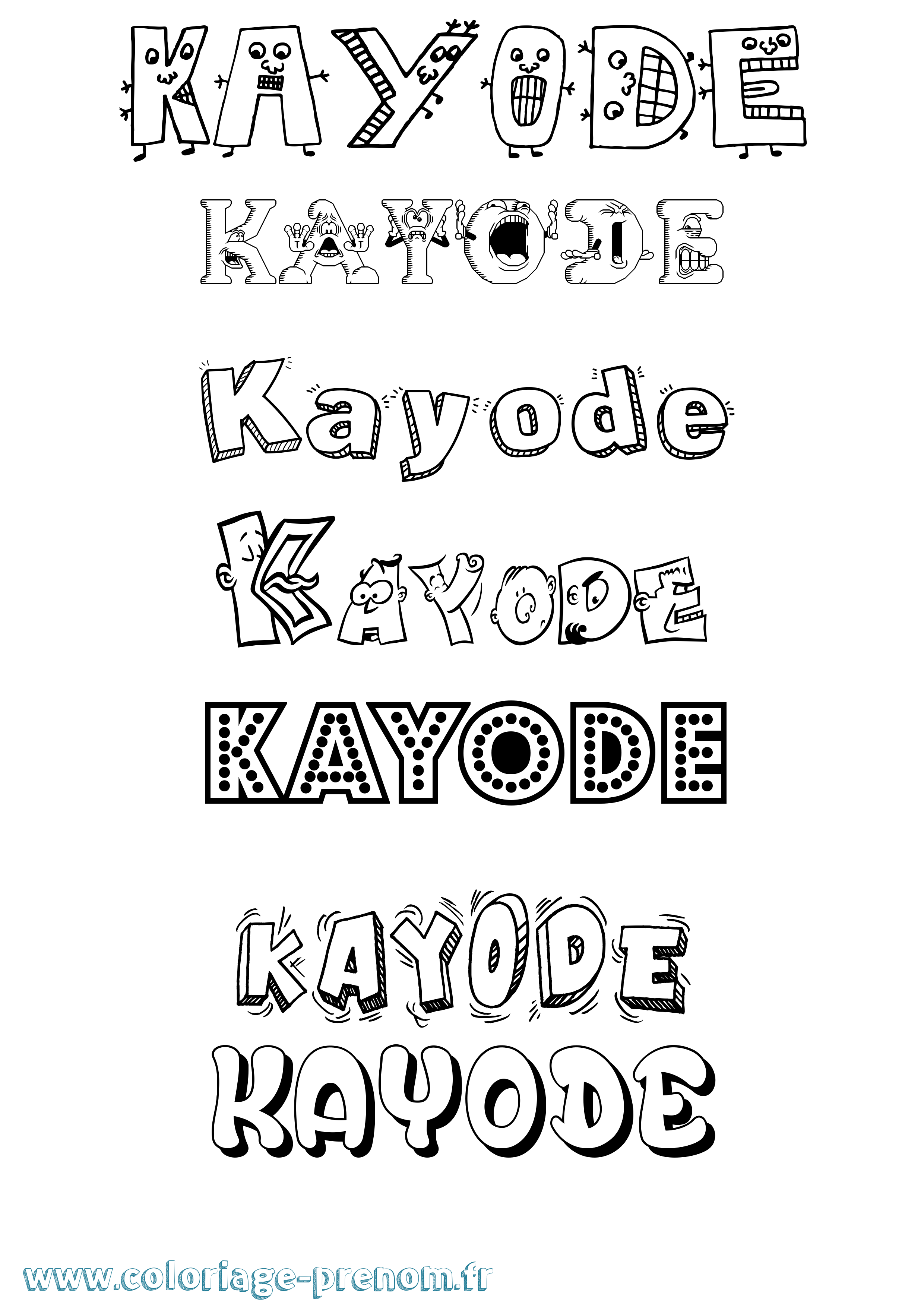 Coloriage prénom Kayode Fun
