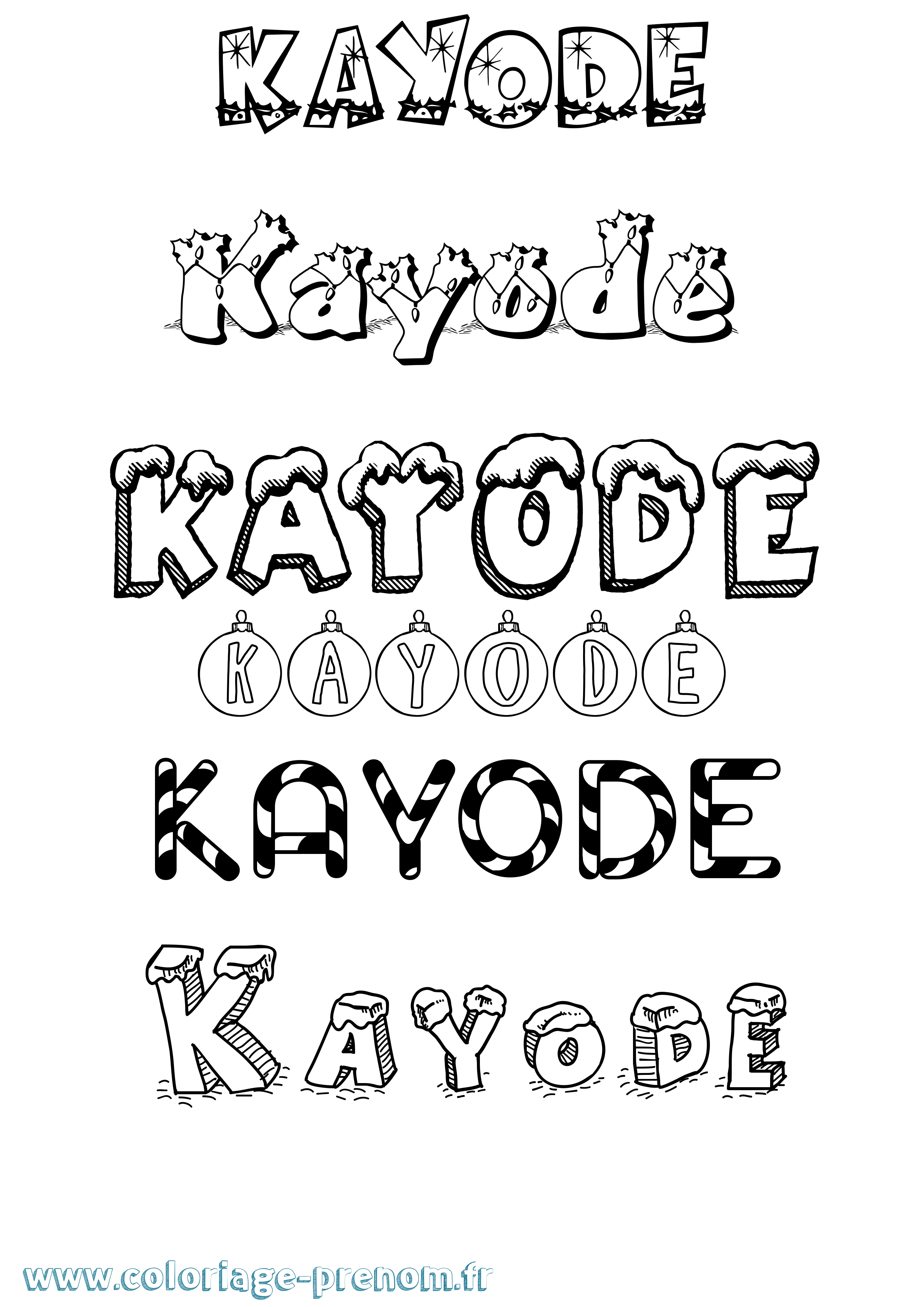 Coloriage prénom Kayode Noël