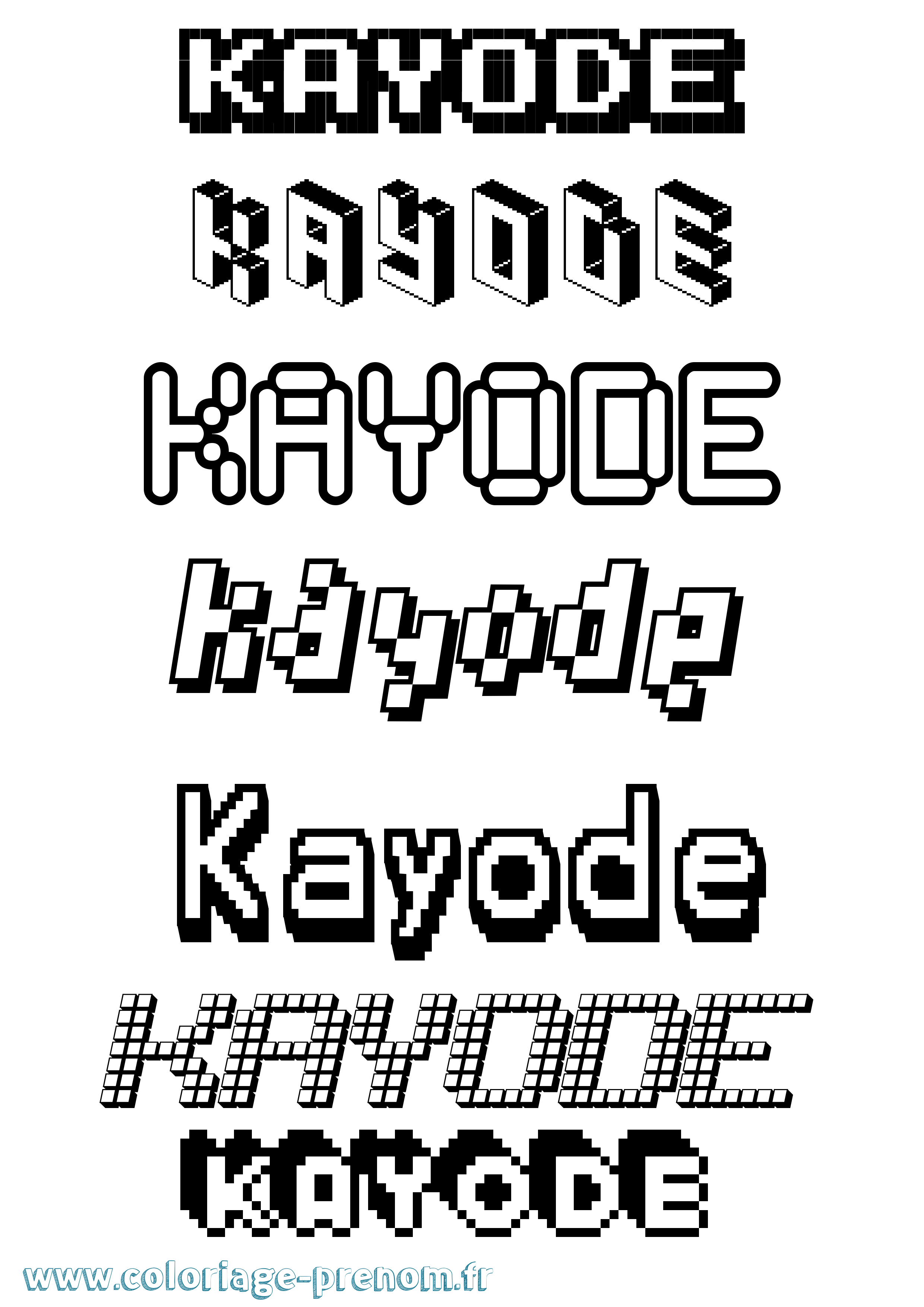 Coloriage prénom Kayode Pixel