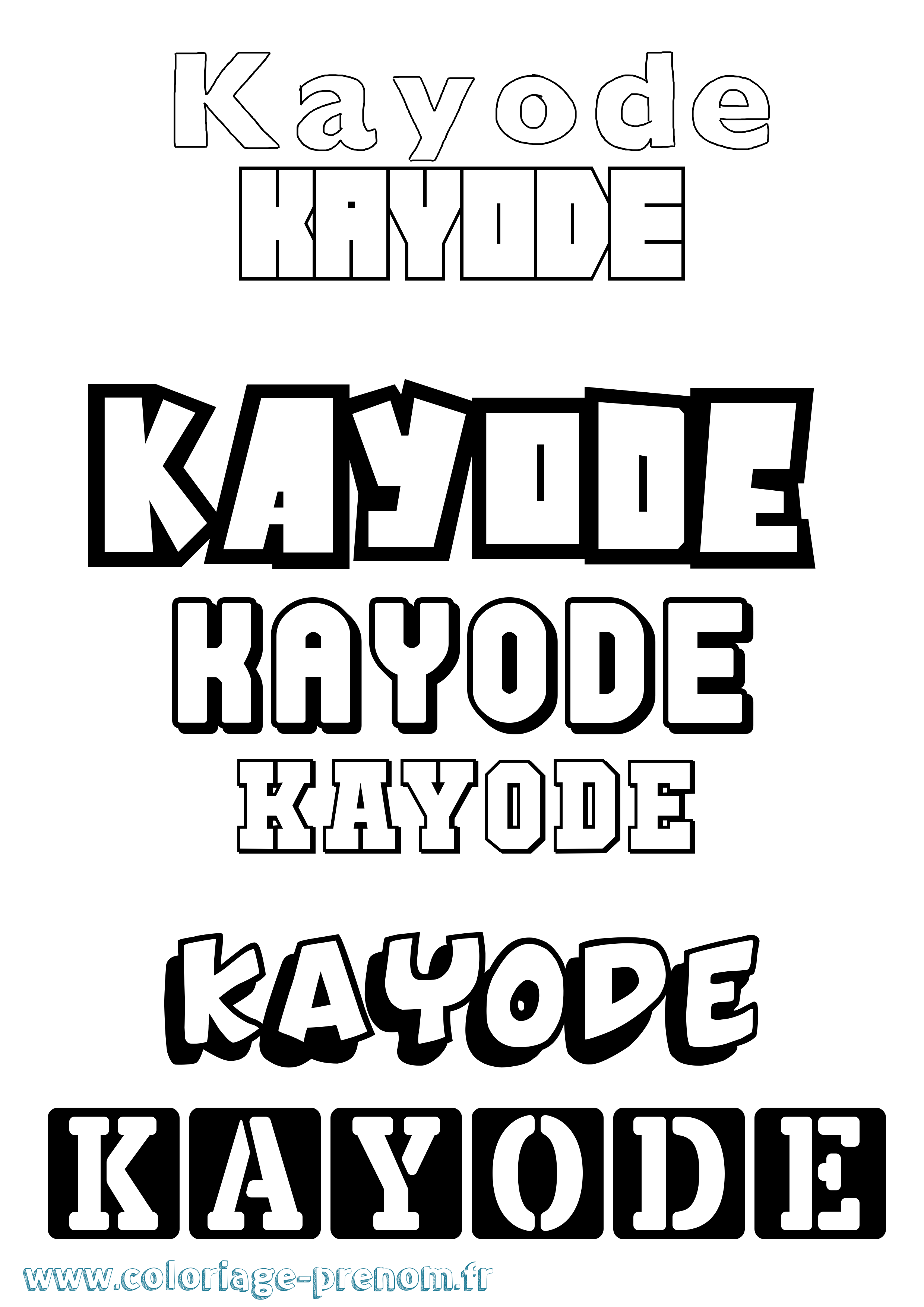 Coloriage prénom Kayode Simple