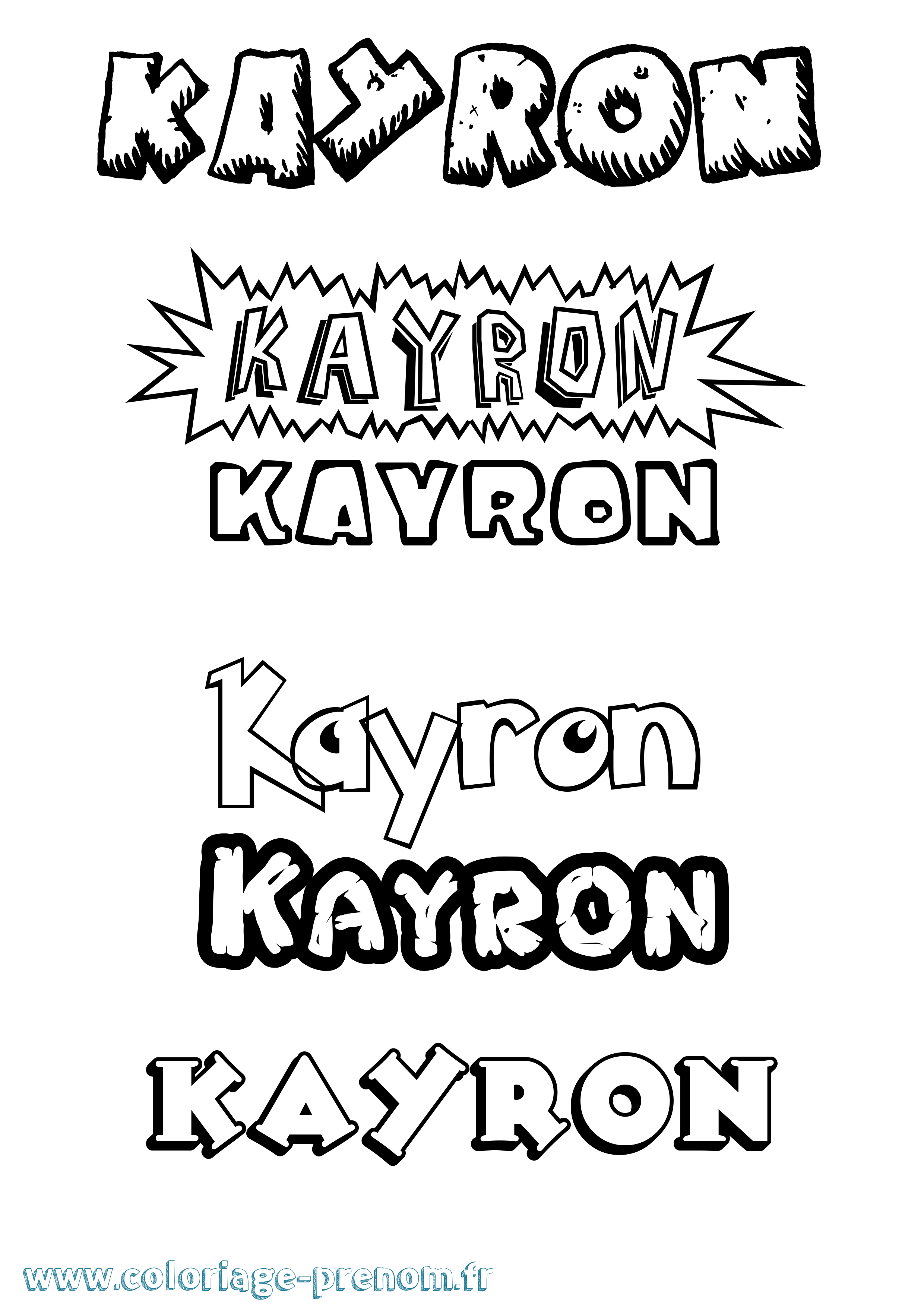 Coloriage prénom Kayron Dessin Animé
