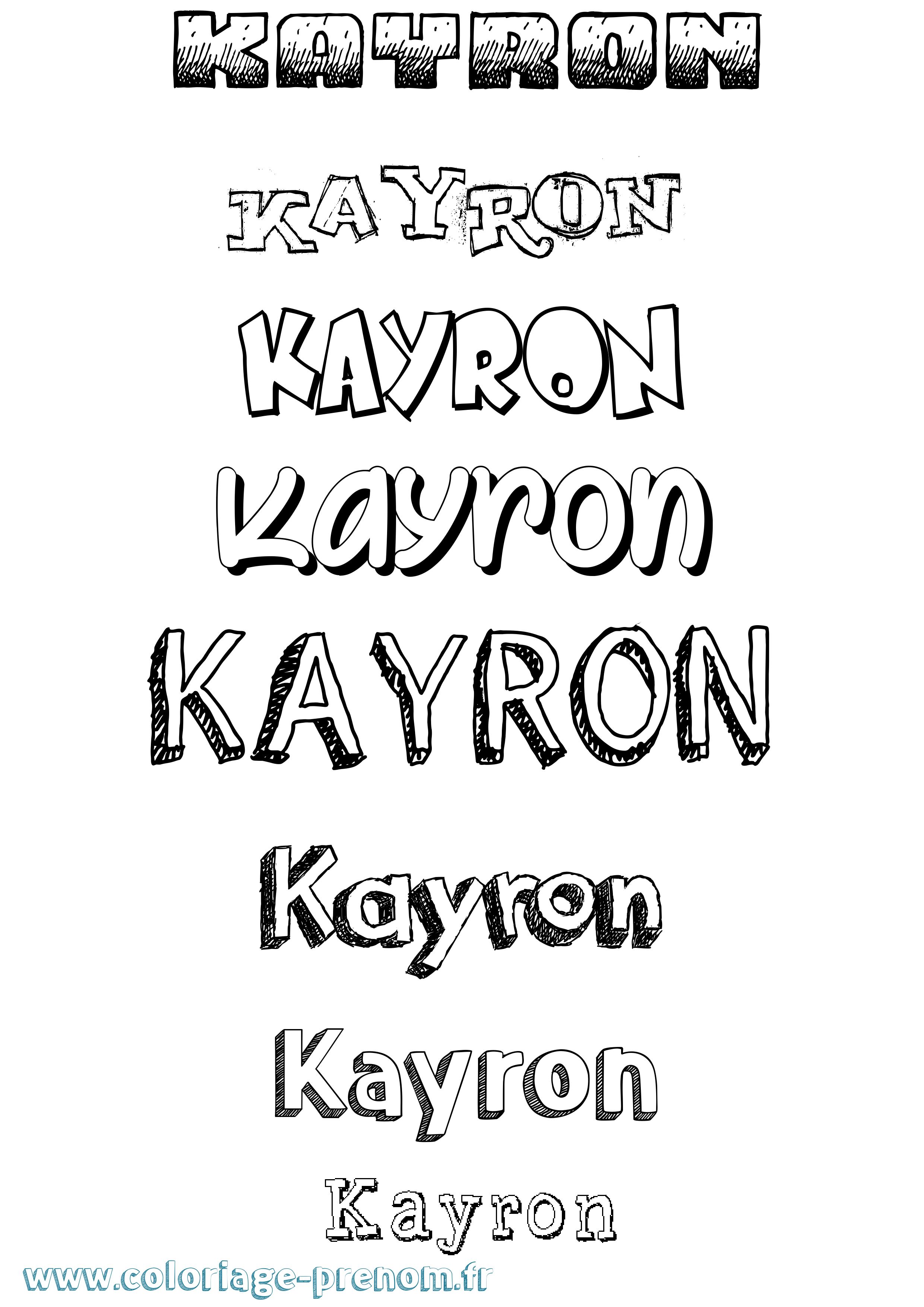 Coloriage prénom Kayron Dessiné