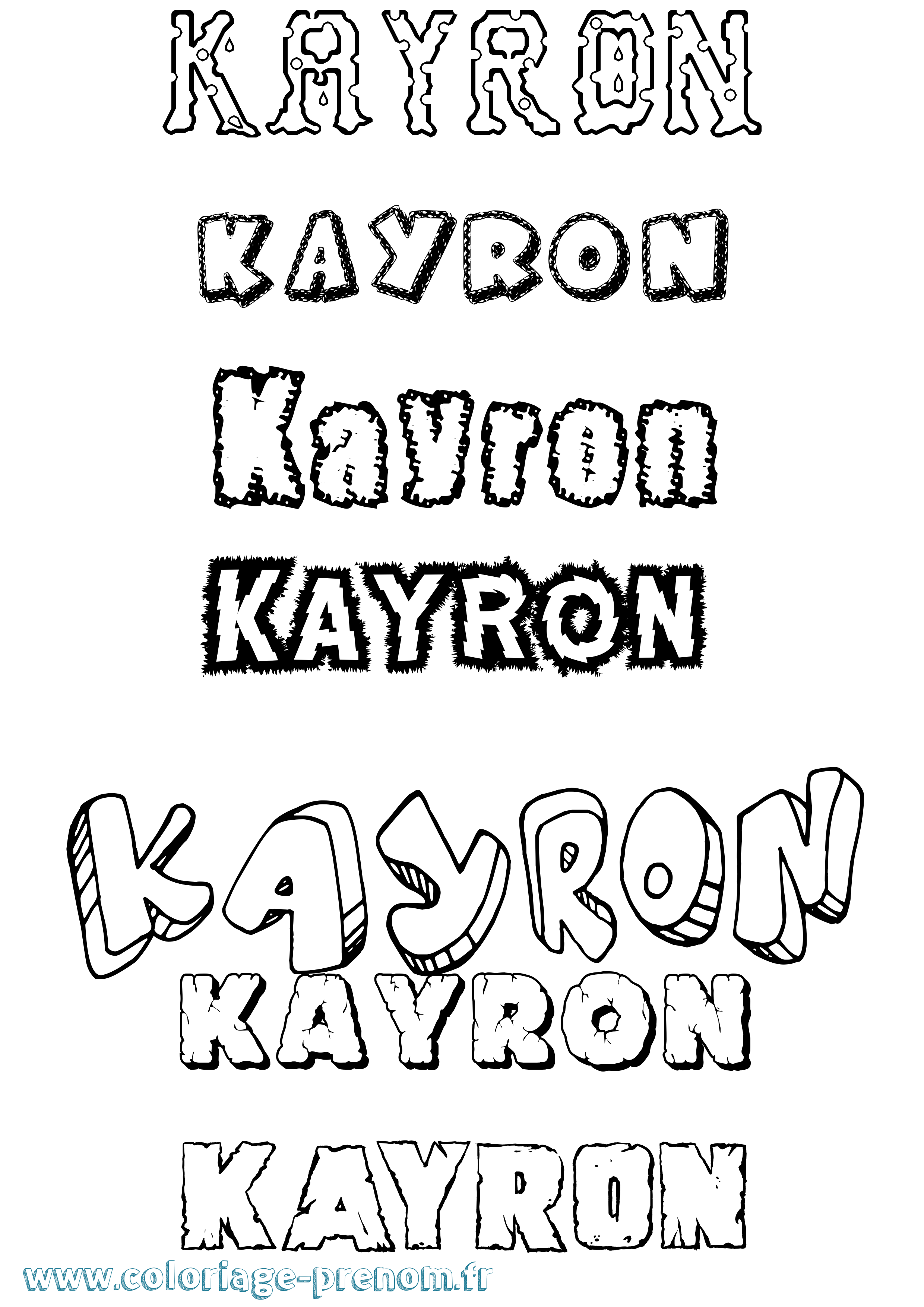 Coloriage prénom Kayron Destructuré