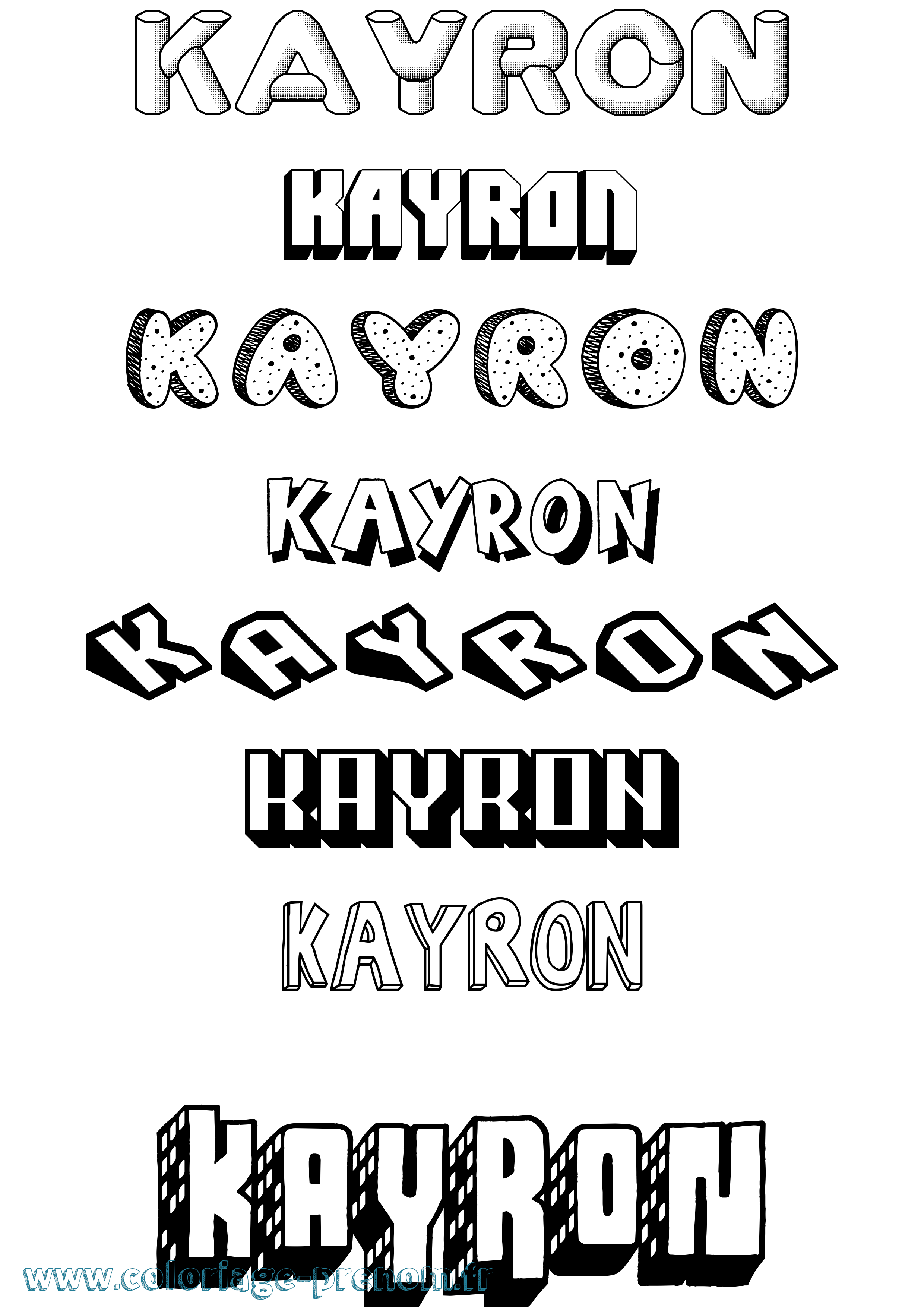 Coloriage prénom Kayron Effet 3D