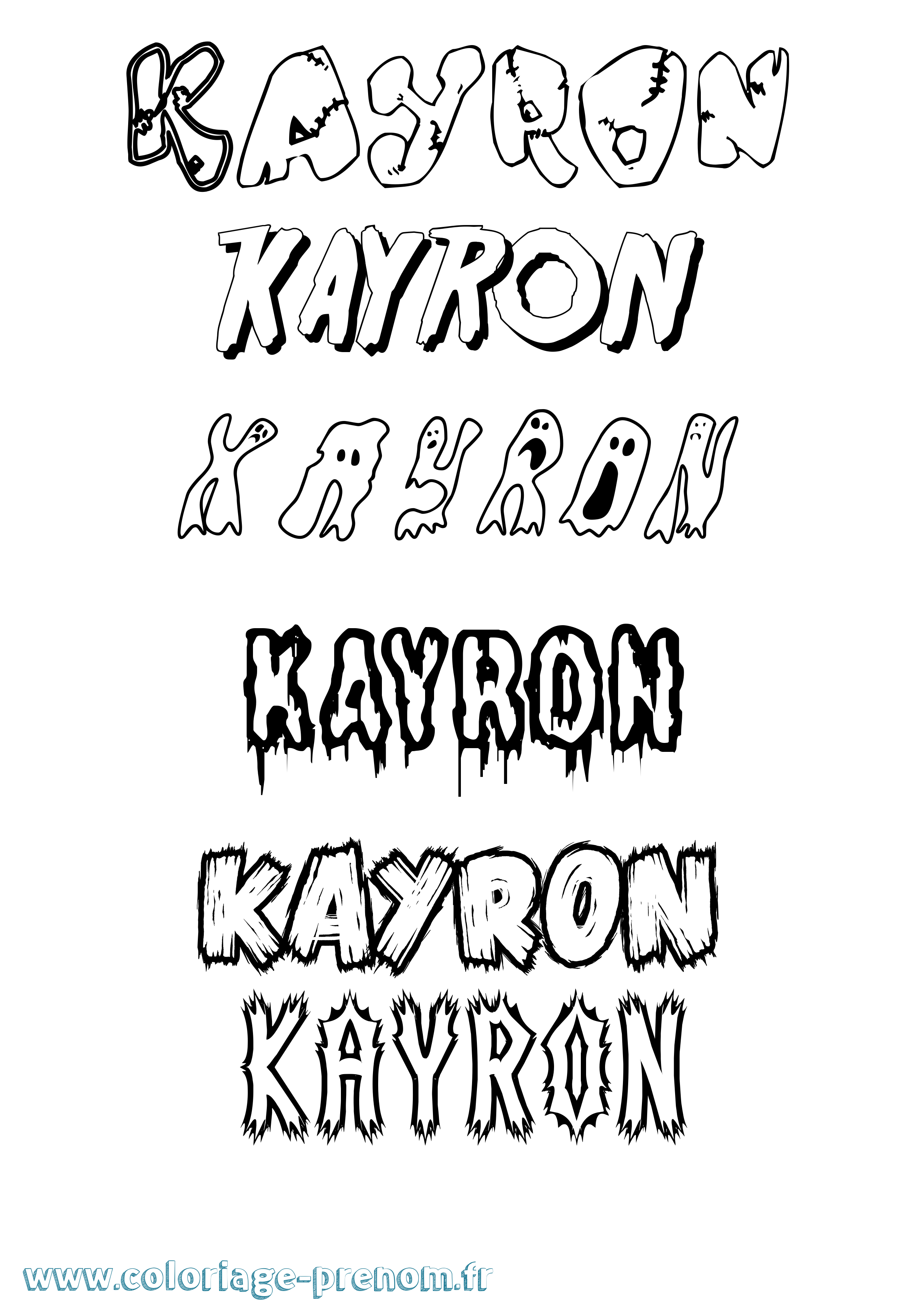 Coloriage prénom Kayron Frisson