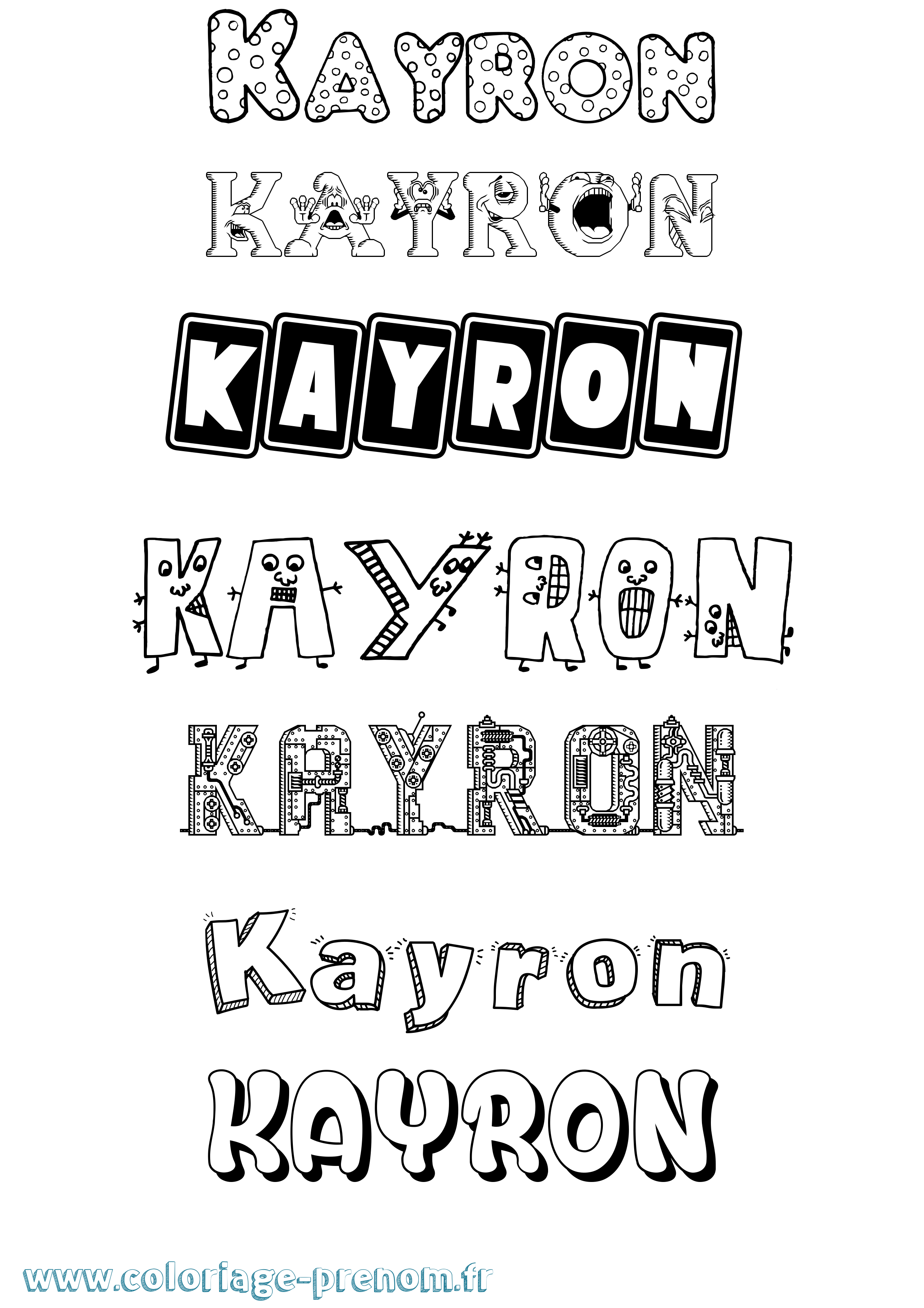 Coloriage prénom Kayron Fun