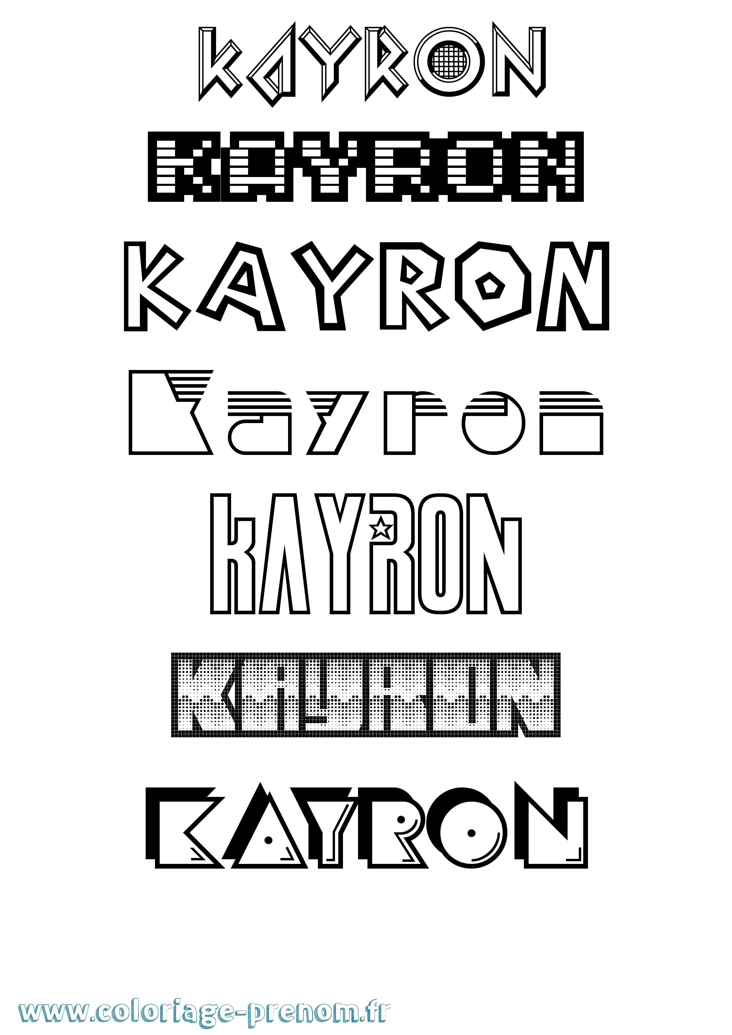 Coloriage prénom Kayron Jeux Vidéos