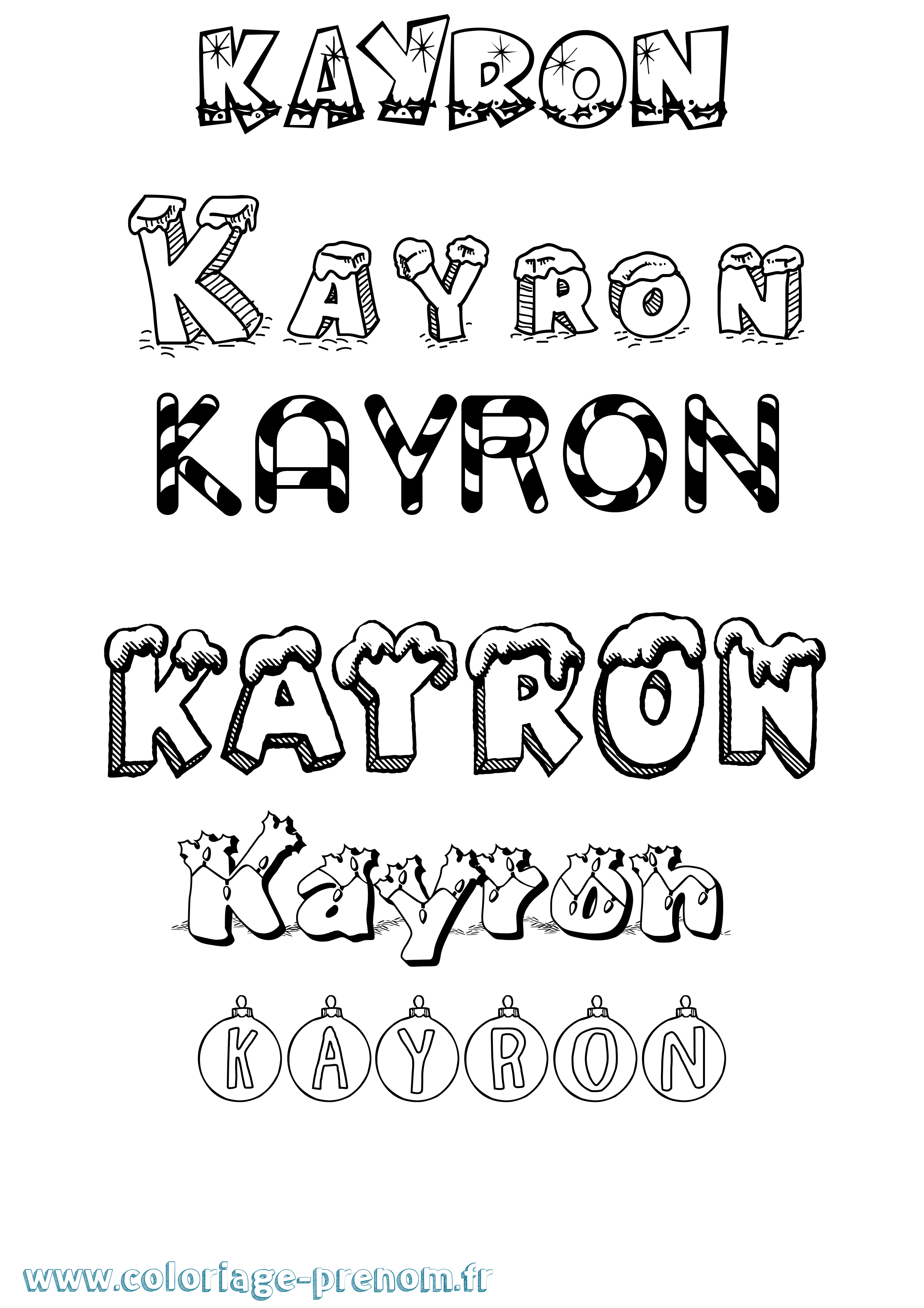 Coloriage prénom Kayron Noël