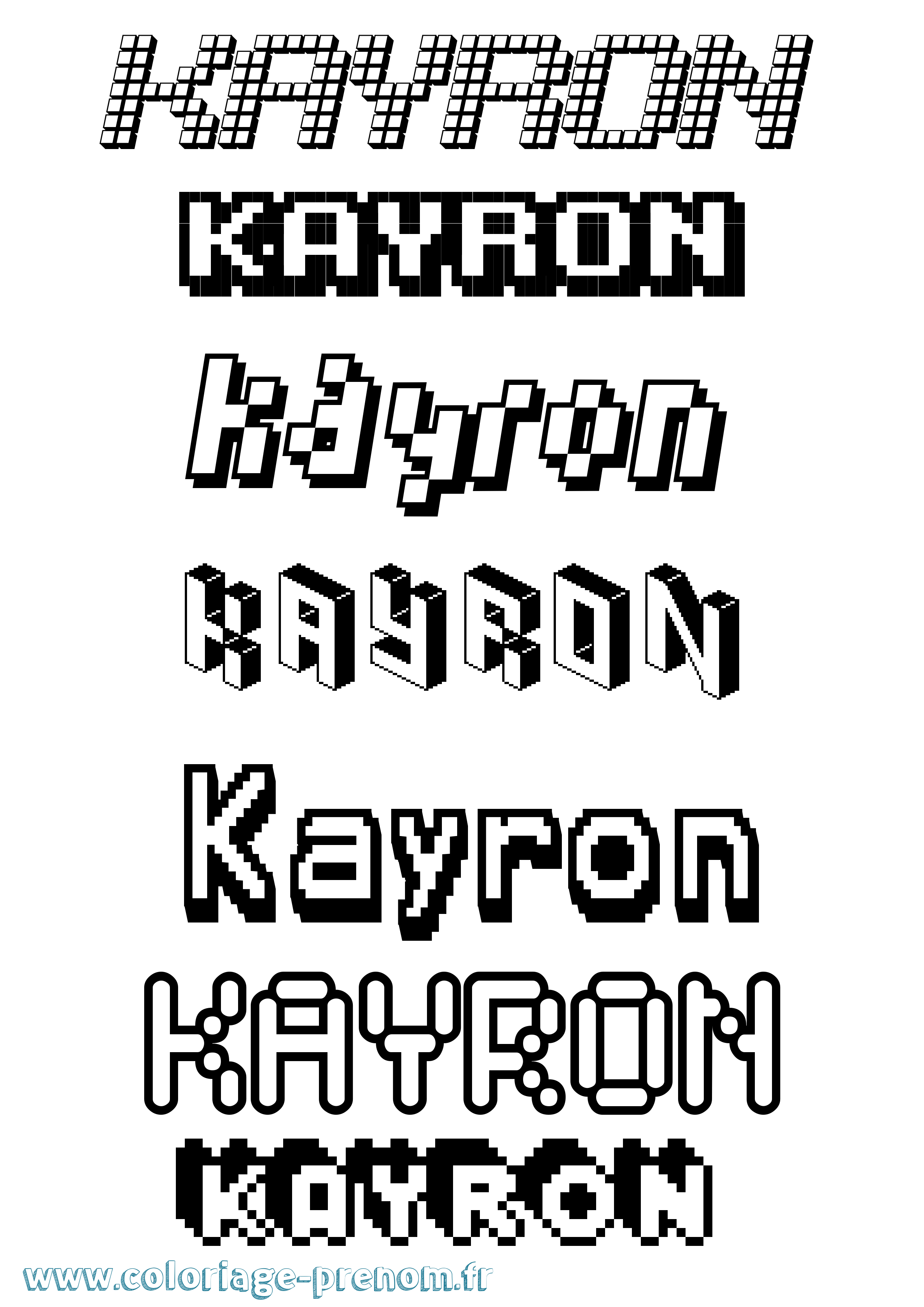 Coloriage prénom Kayron Pixel