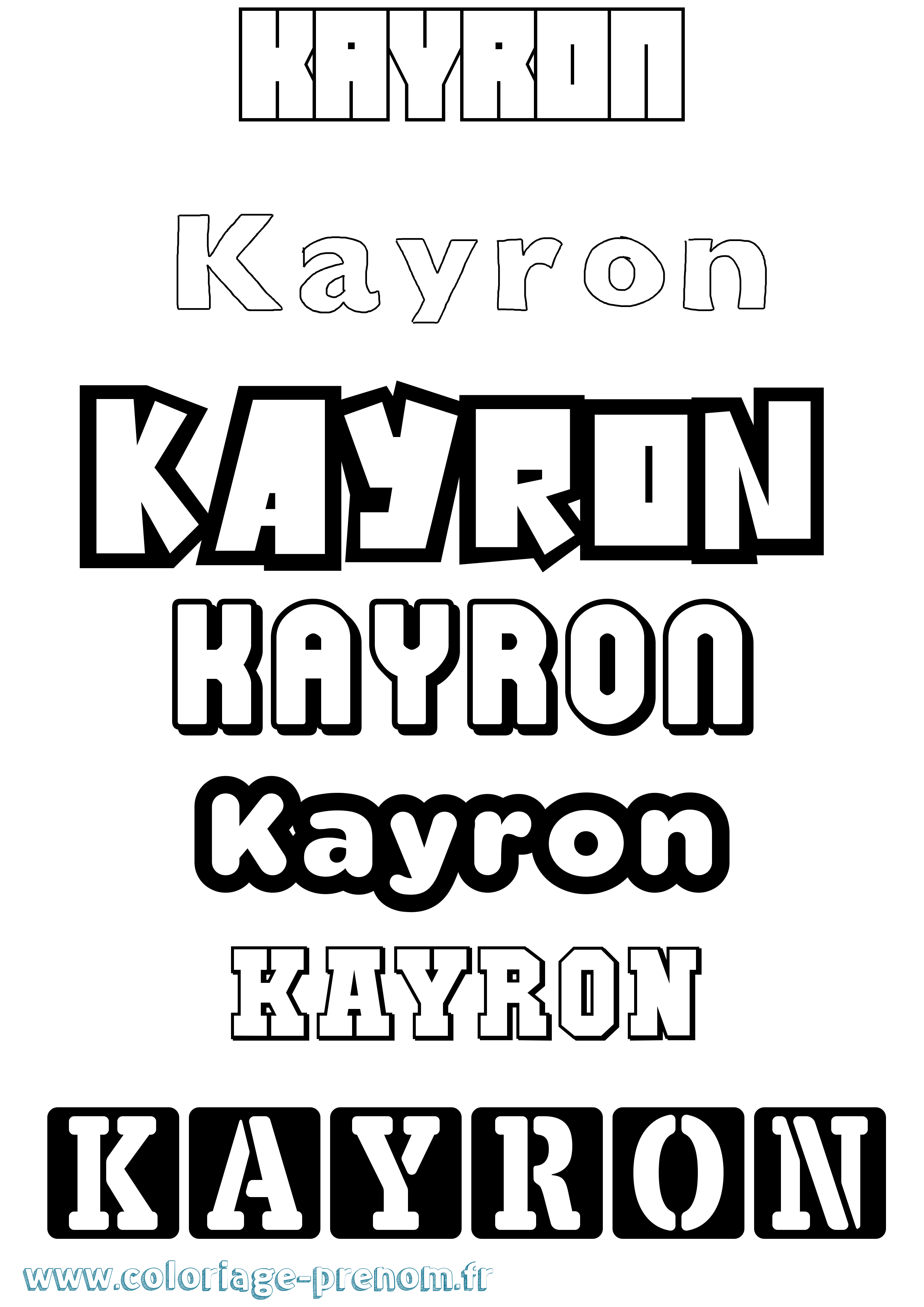 Coloriage prénom Kayron Simple