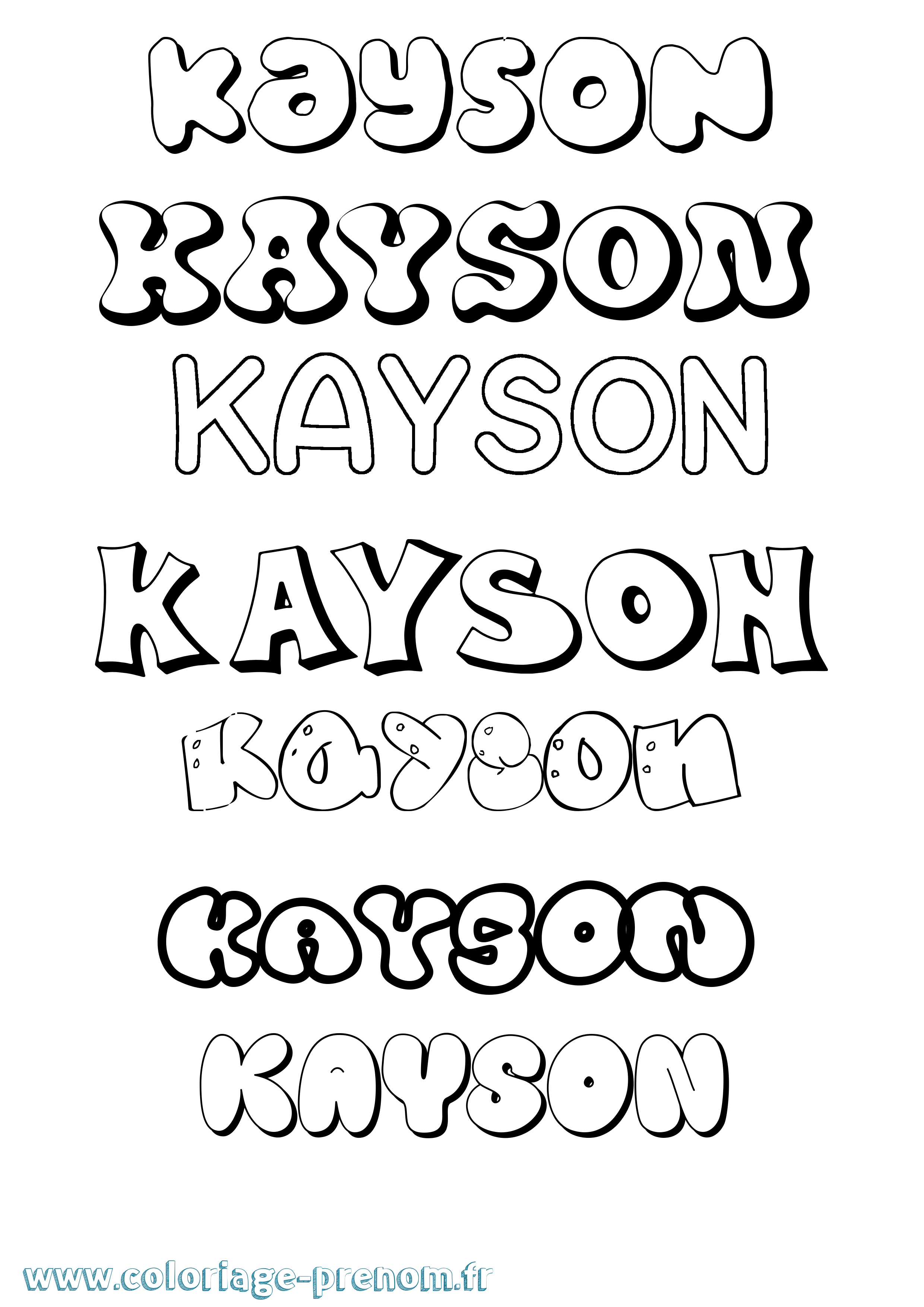 Coloriage Kayson Bubble Coloriage prénom Kayson Bubble