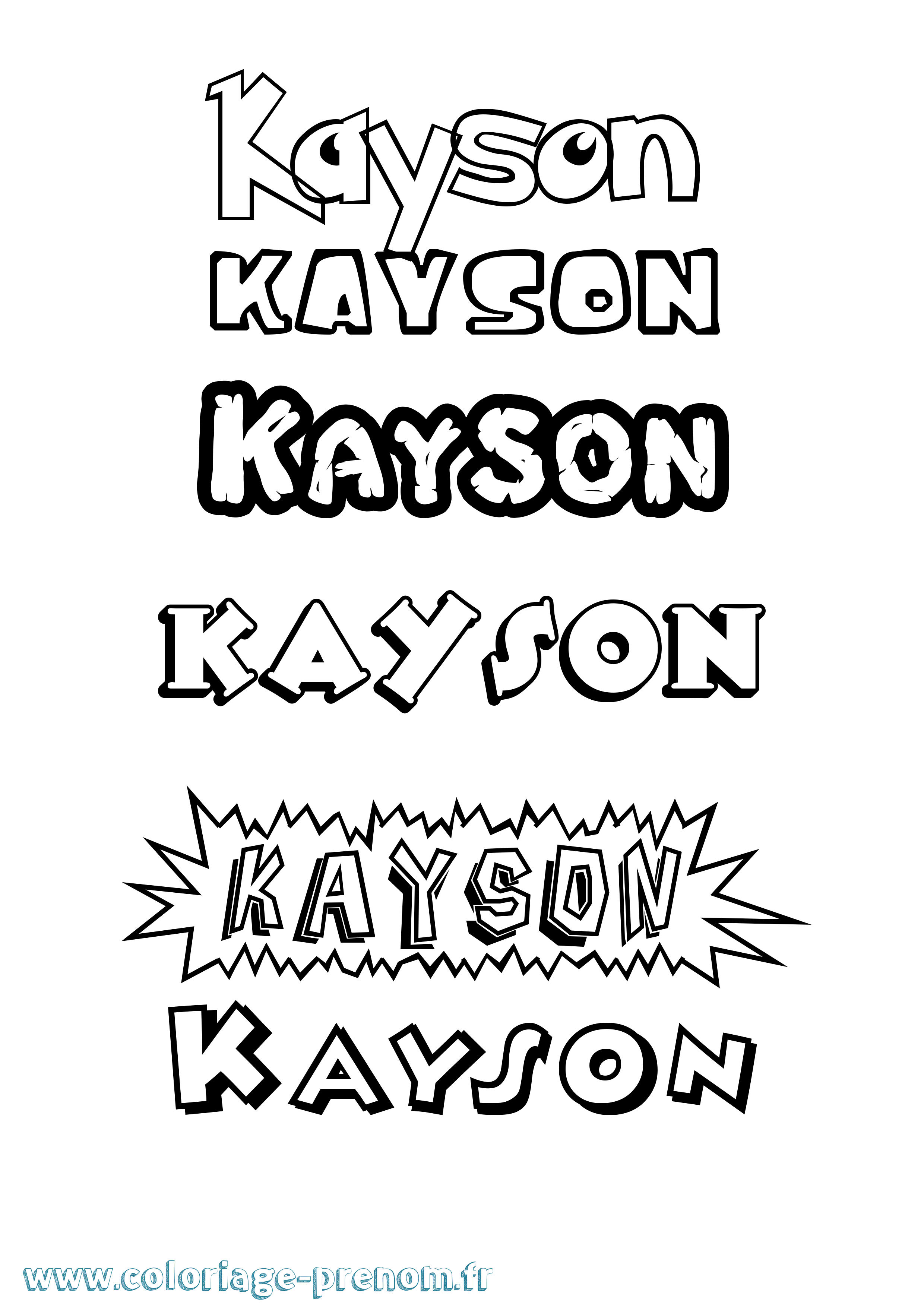 Coloriage Kayson Dessin Animé Coloriage prénom Kayson Dessin Animé