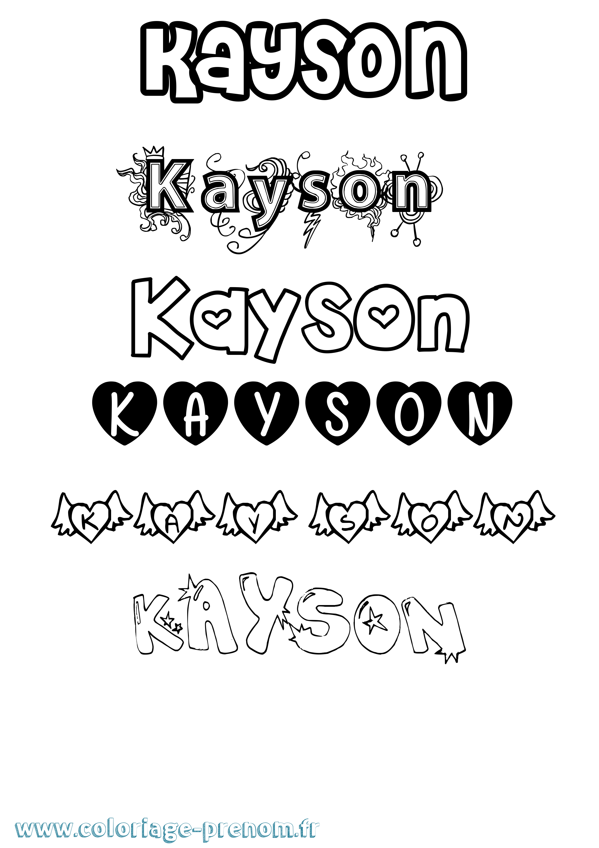 Coloriage Kayson Girly Coloriage prénom Kayson Girly