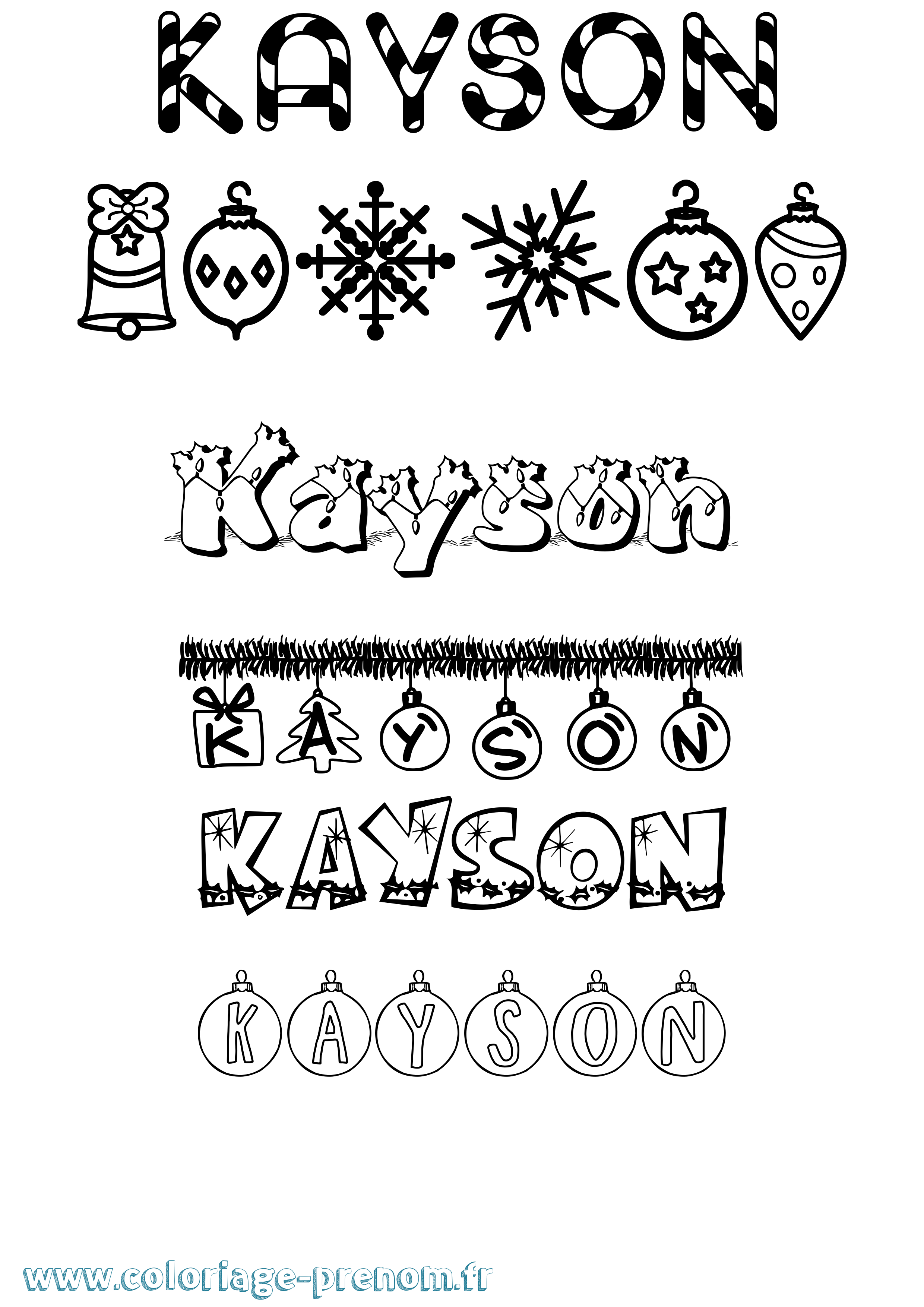 Coloriage Kayson Noël Coloriage prénom Kayson Noël