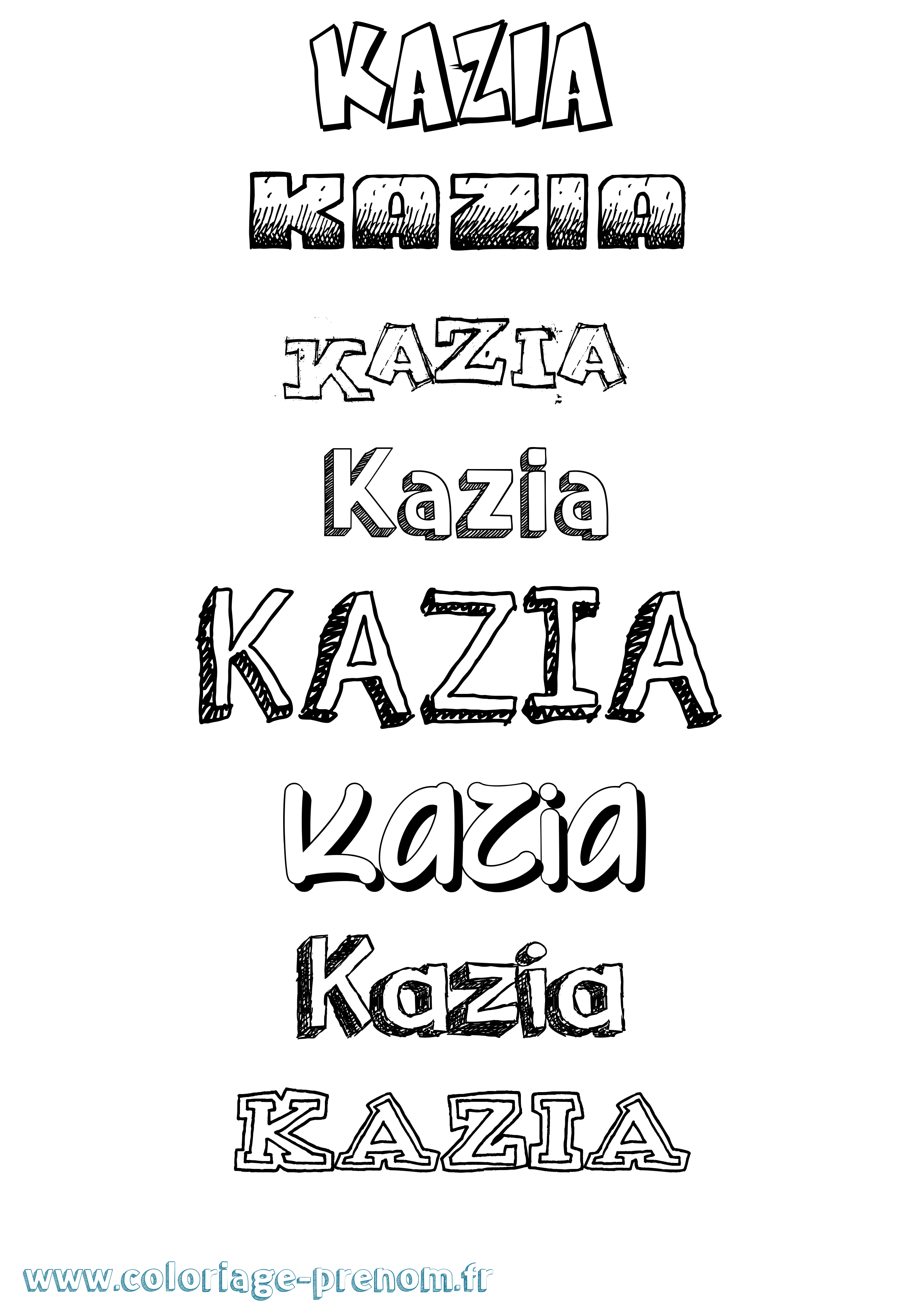 Coloriage prénom Kazia Dessiné