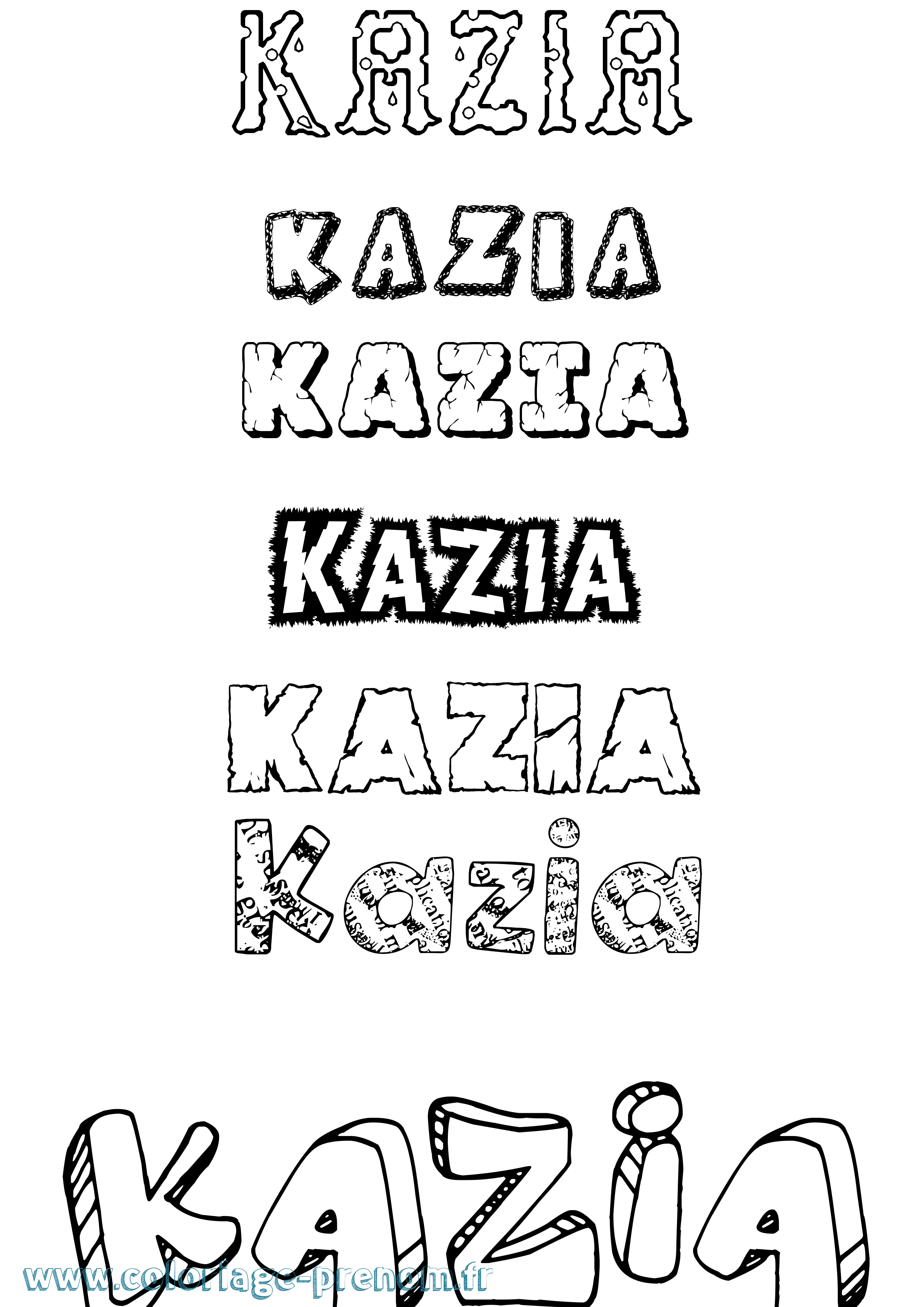 Coloriage prénom Kazia Destructuré