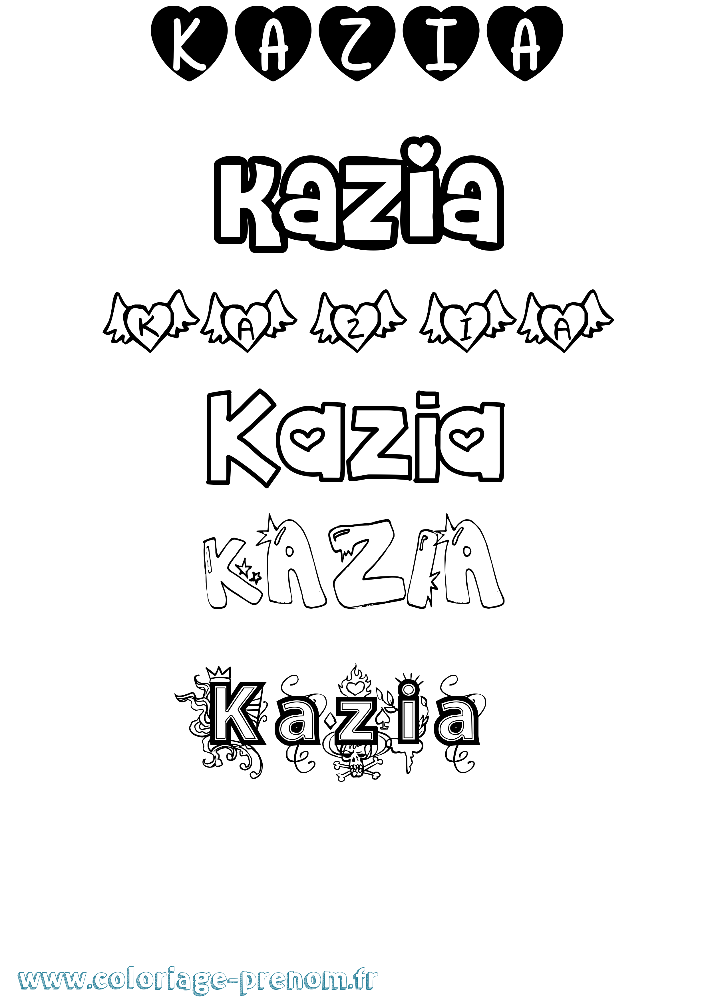 Coloriage prénom Kazia Girly