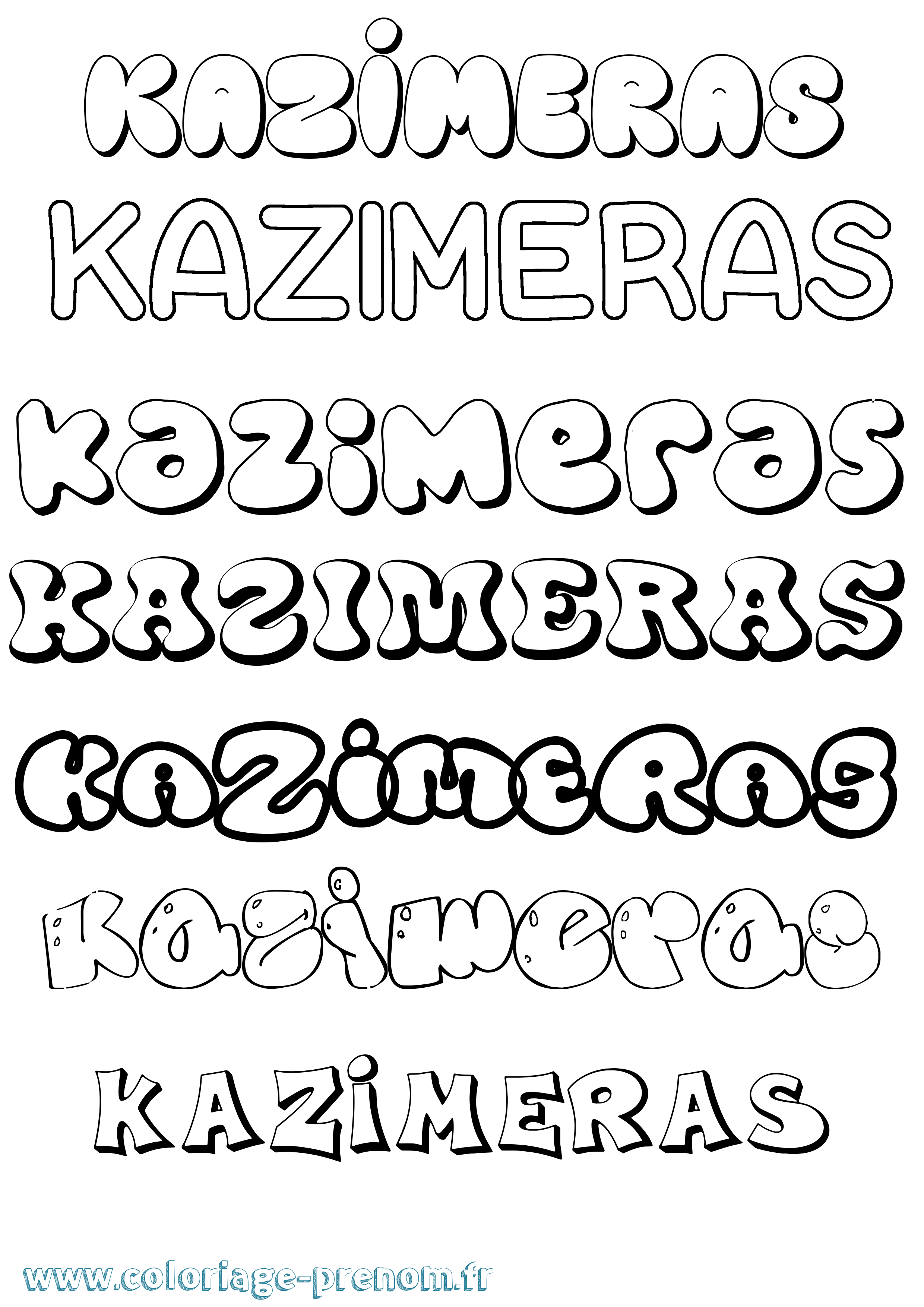 Coloriage prénom Kazimeras Bubble