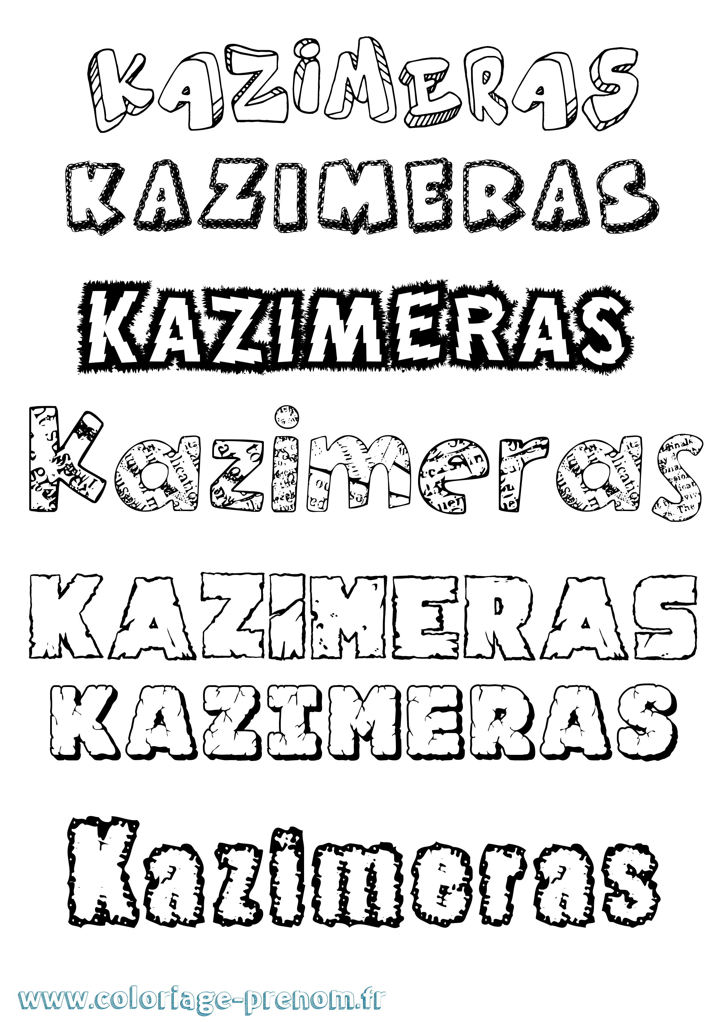 Coloriage prénom Kazimeras Destructuré