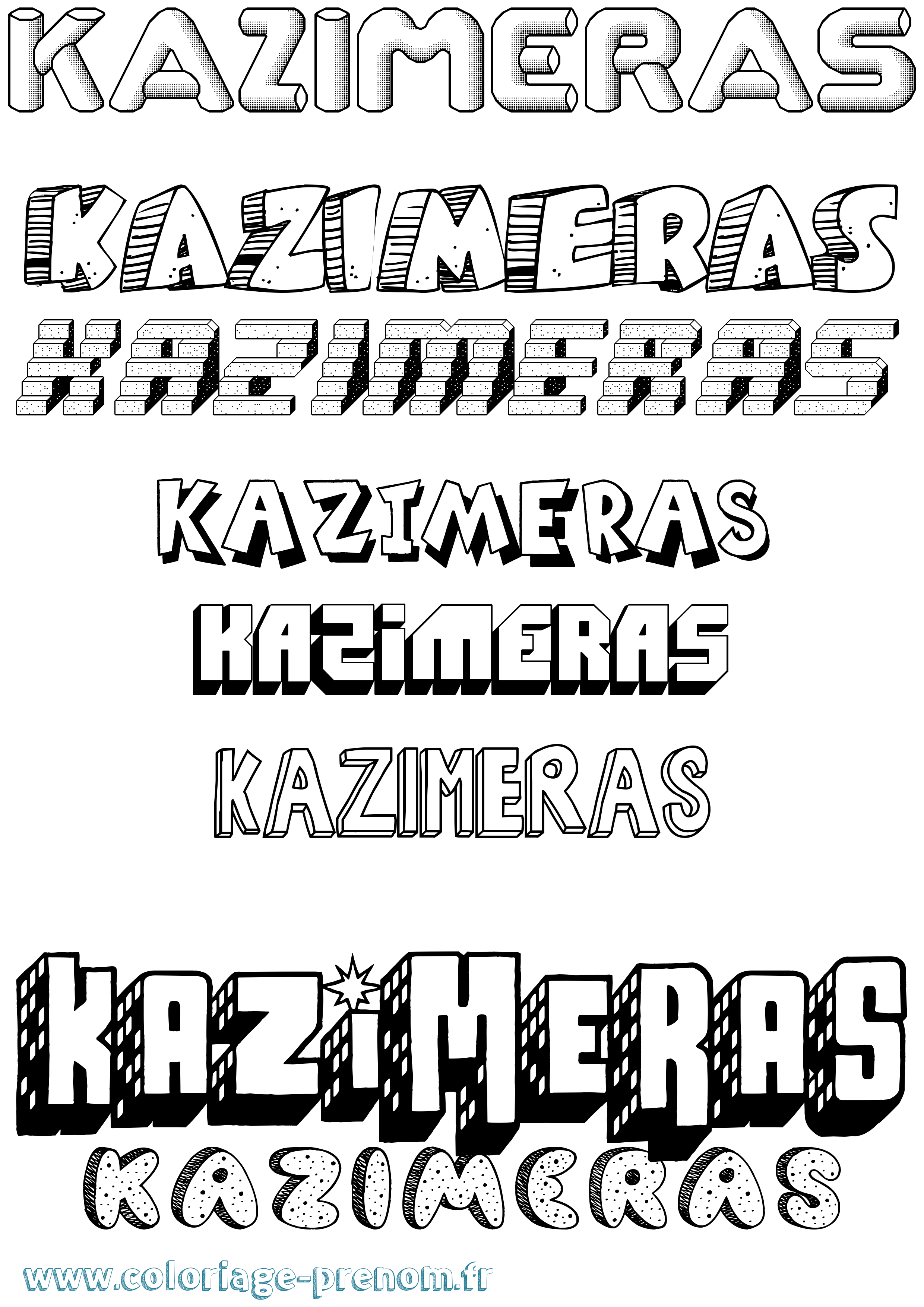 Coloriage prénom Kazimeras Effet 3D