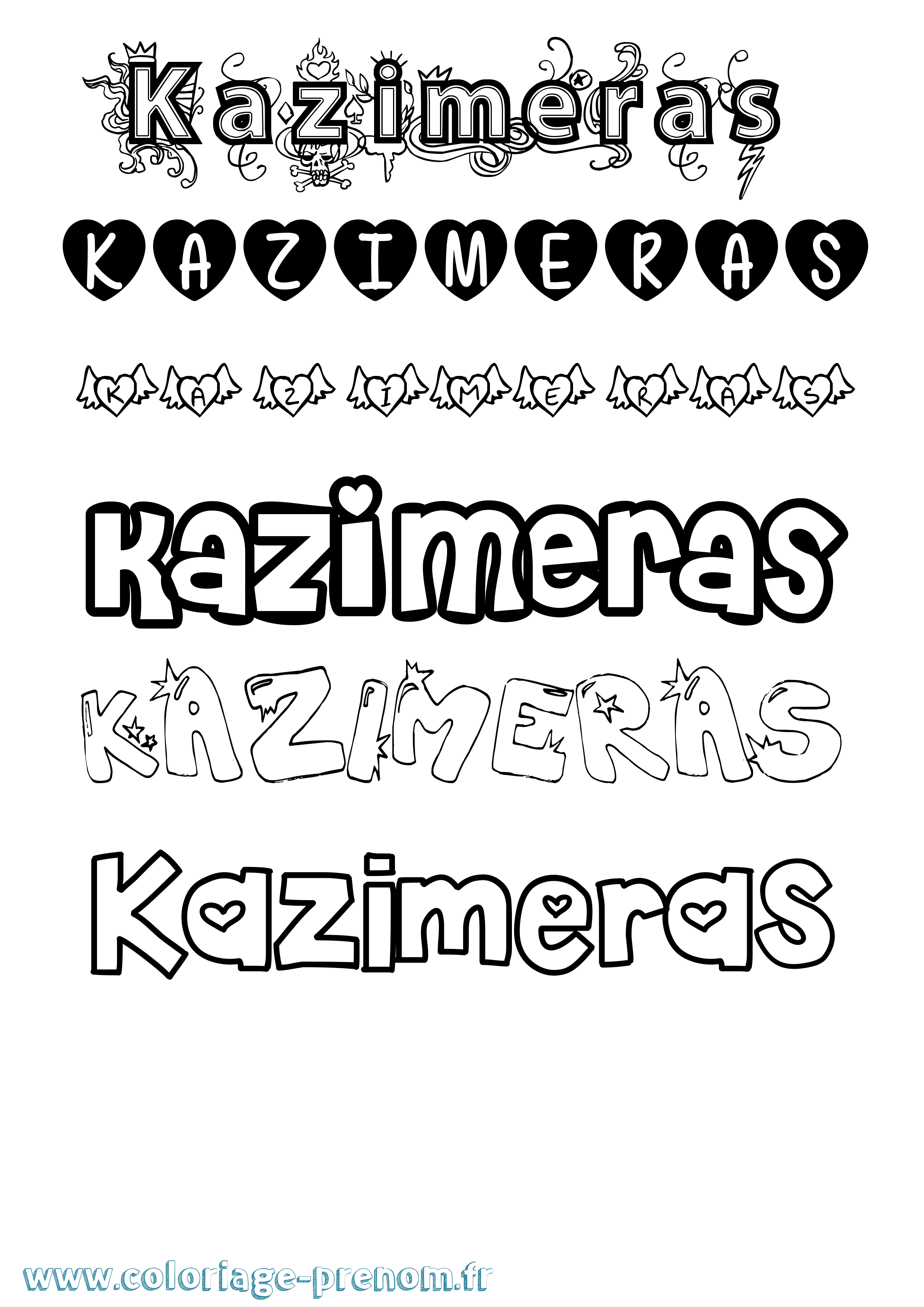 Coloriage prénom Kazimeras Girly