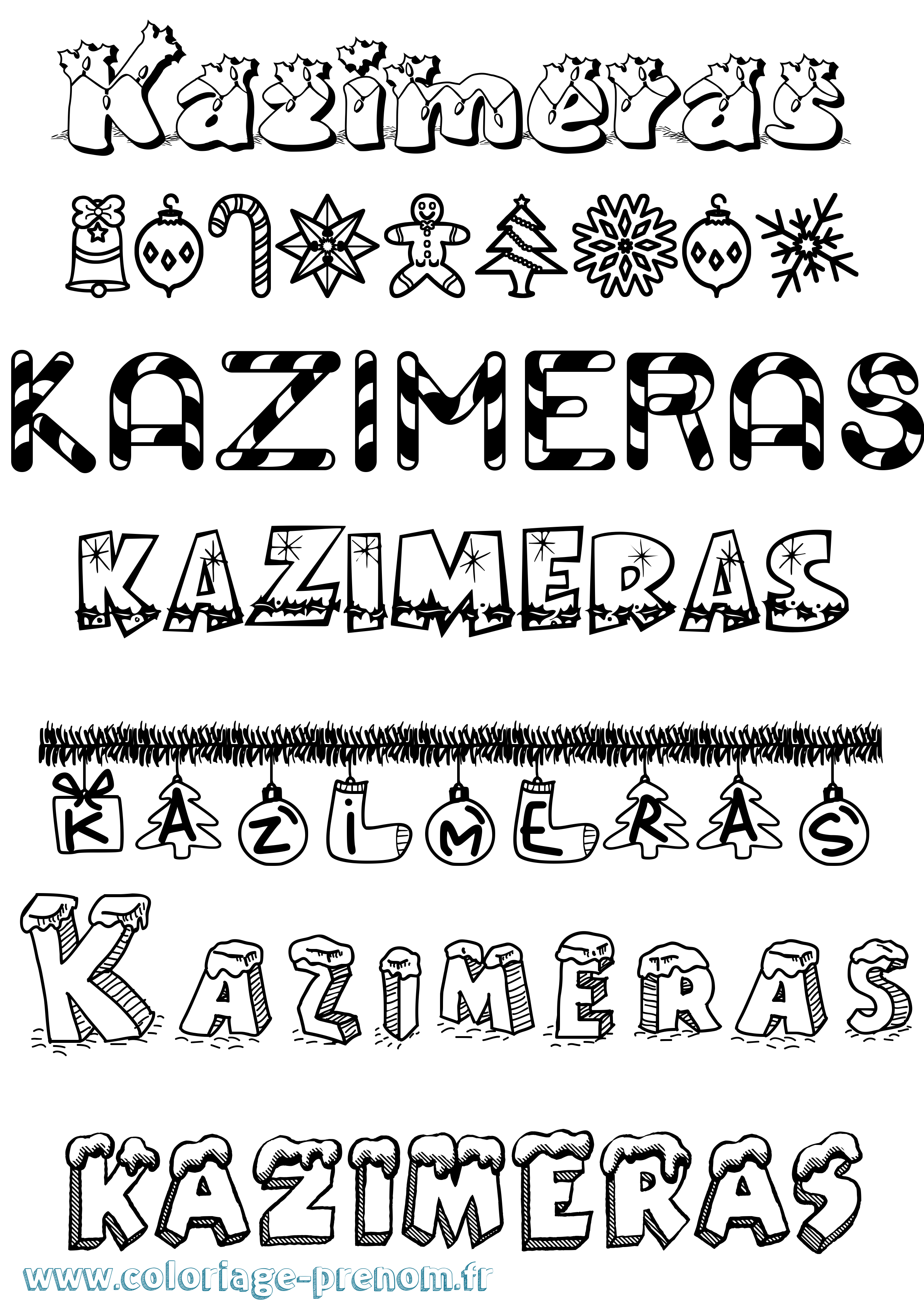 Coloriage prénom Kazimeras Noël
