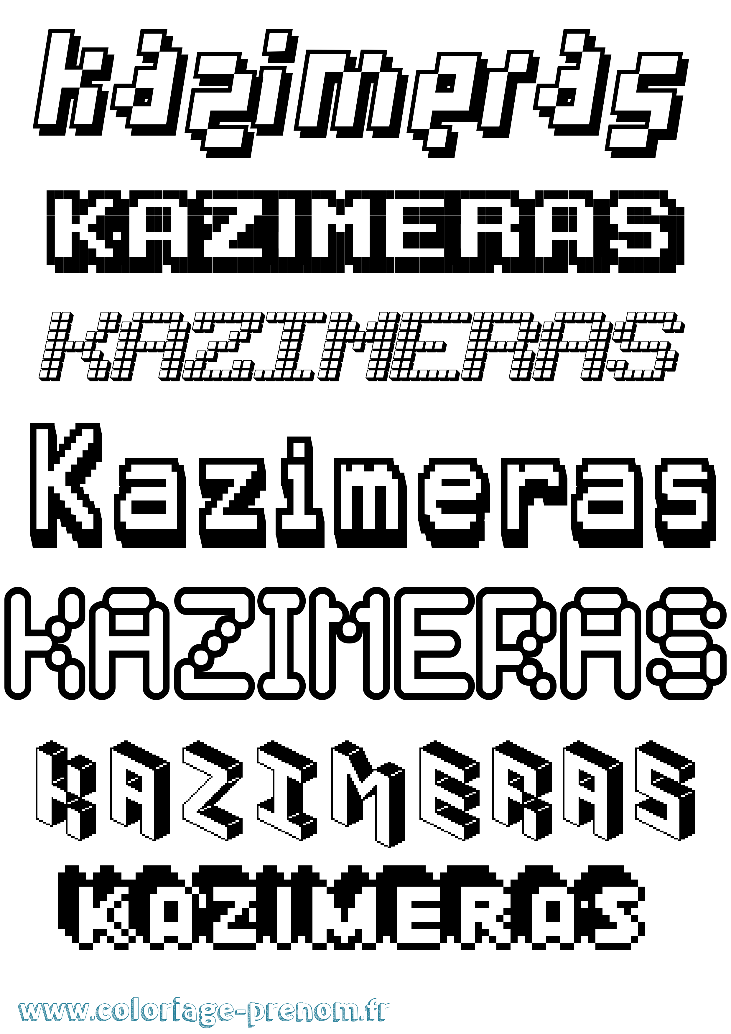 Coloriage prénom Kazimeras Pixel