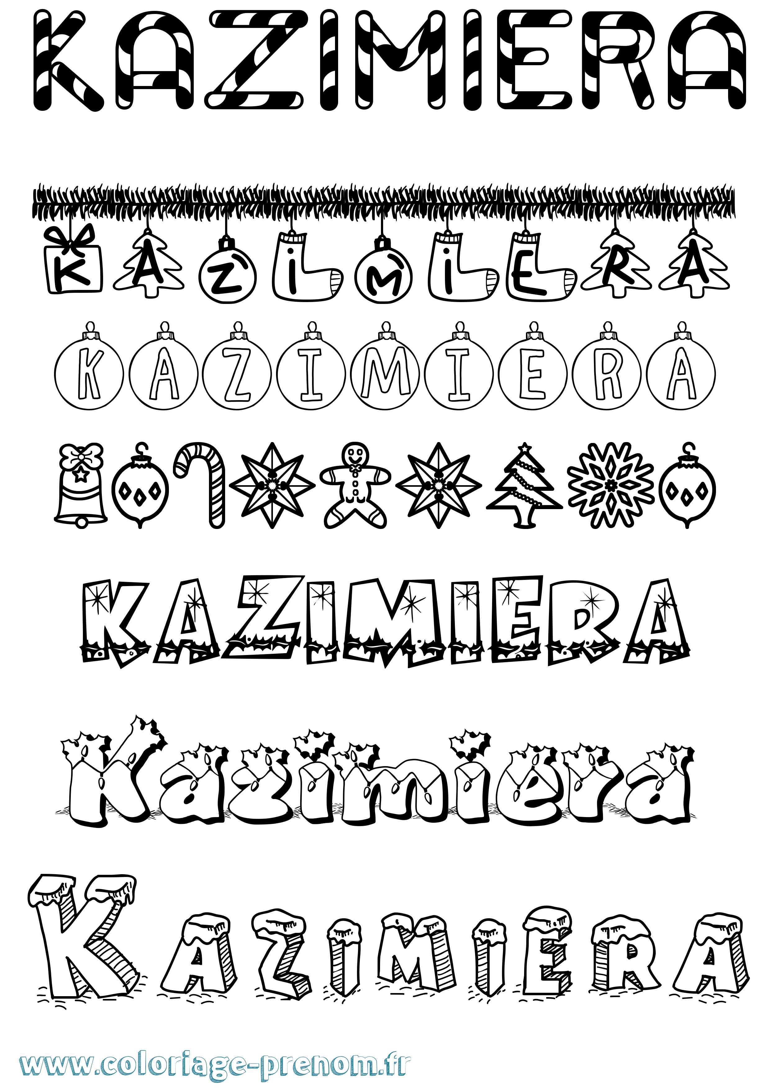 Coloriage Kazimiera Noël Coloriage prénom Kazimiera Noël