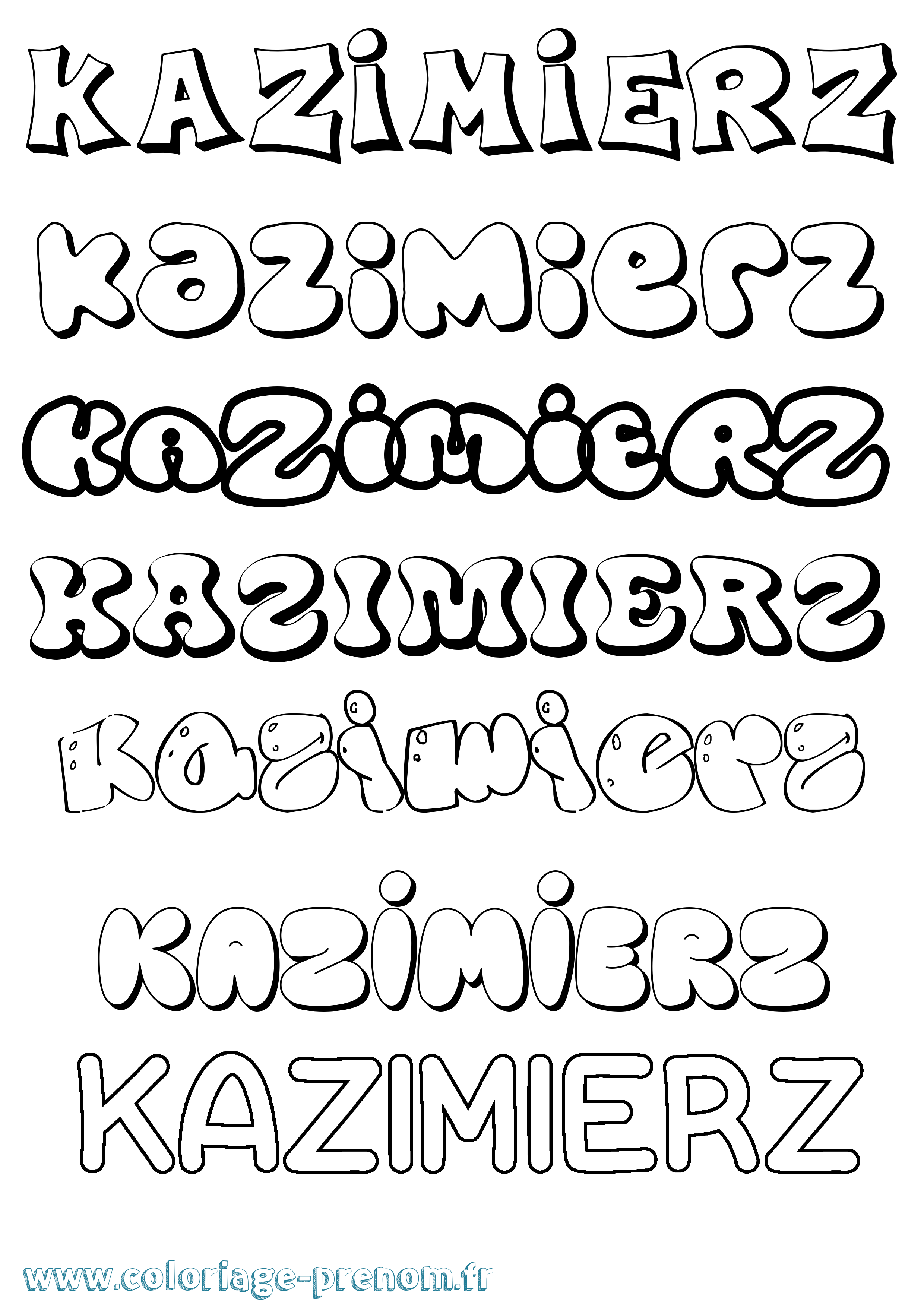 Coloriage Kazimierz Bubble Coloriage prénom Kazimierz Bubble