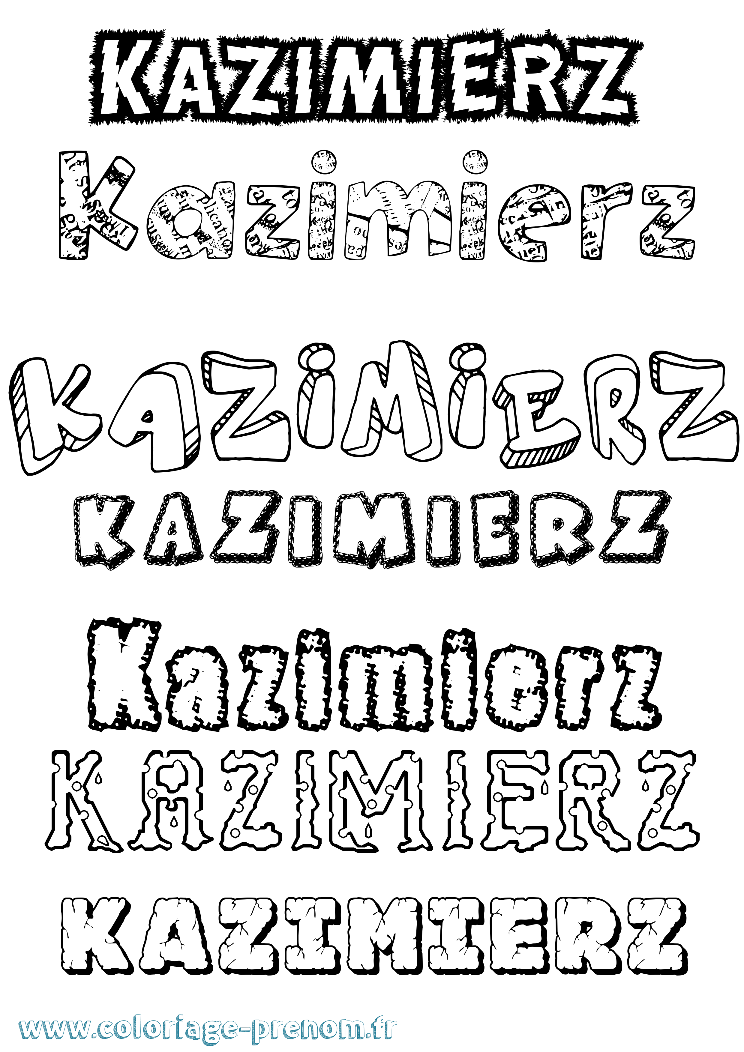 Coloriage prénom Kazimierz Destructuré