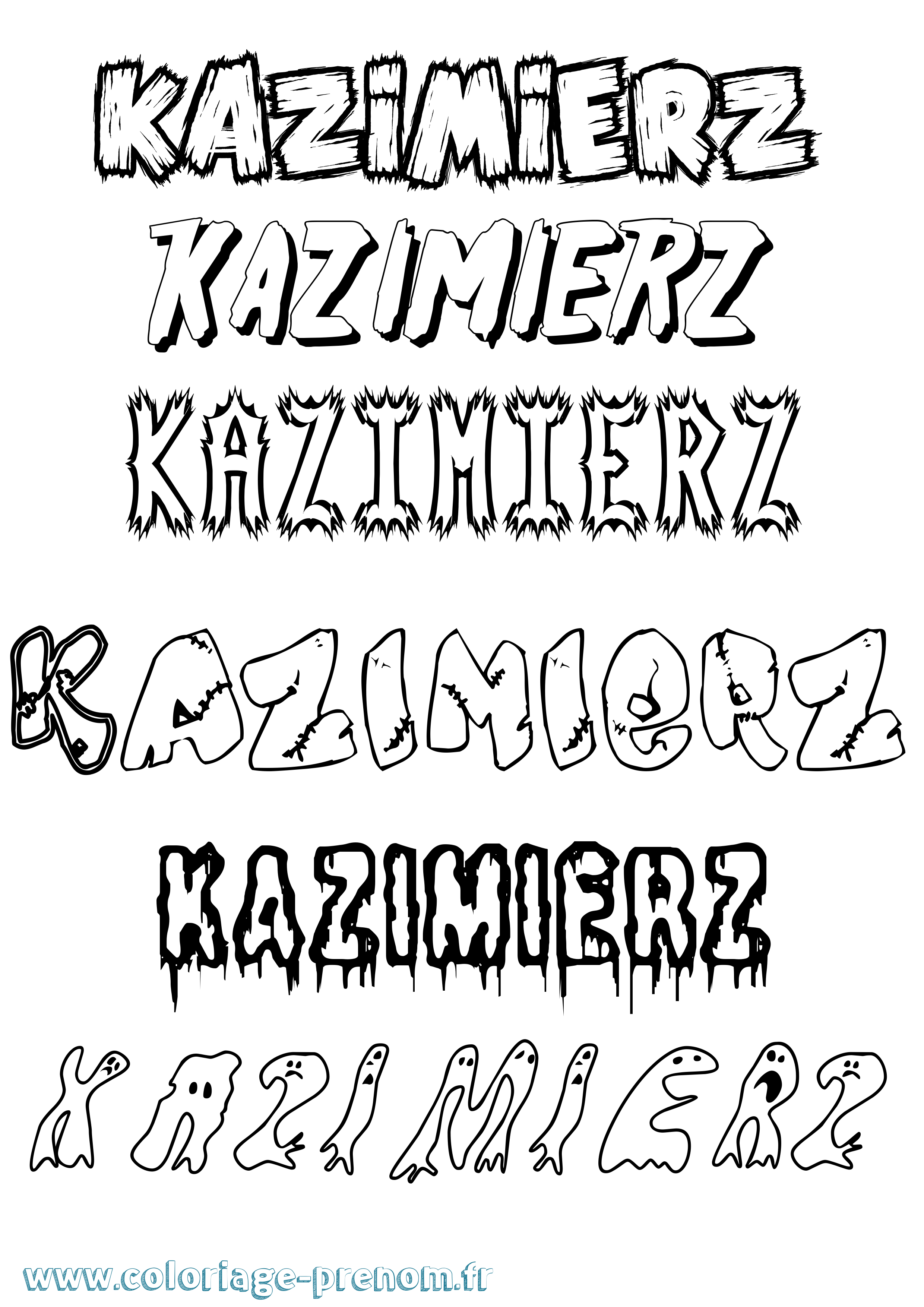 Coloriage Kazimierz Frisson Coloriage prénom Kazimierz Frisson