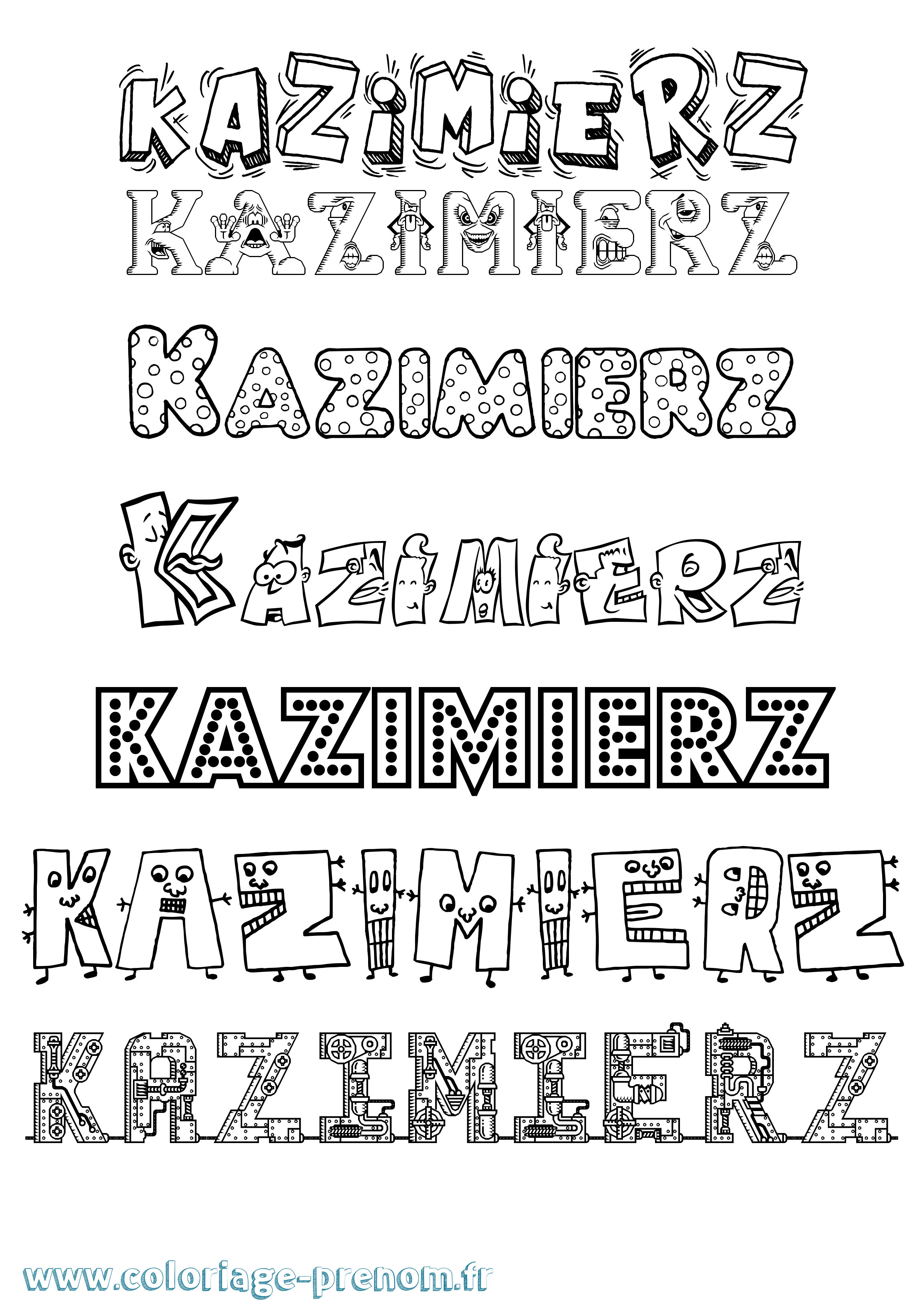 Coloriage prénom Kazimierz Fun