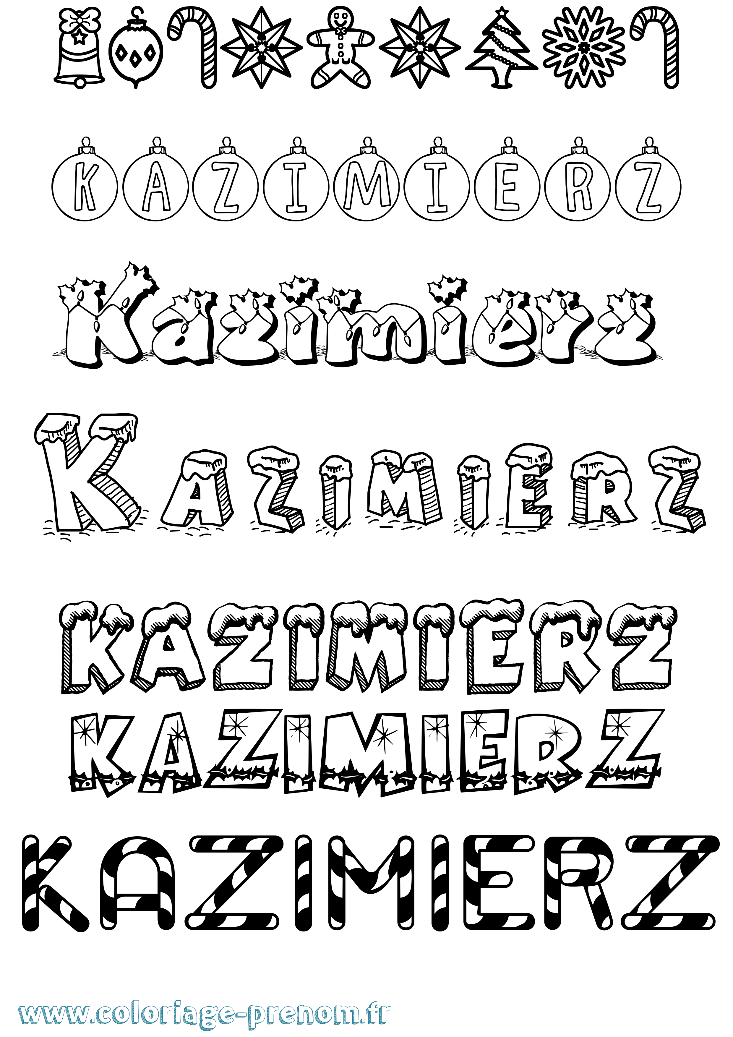 Coloriage Kazimierz Noël Coloriage prénom Kazimierz Noël