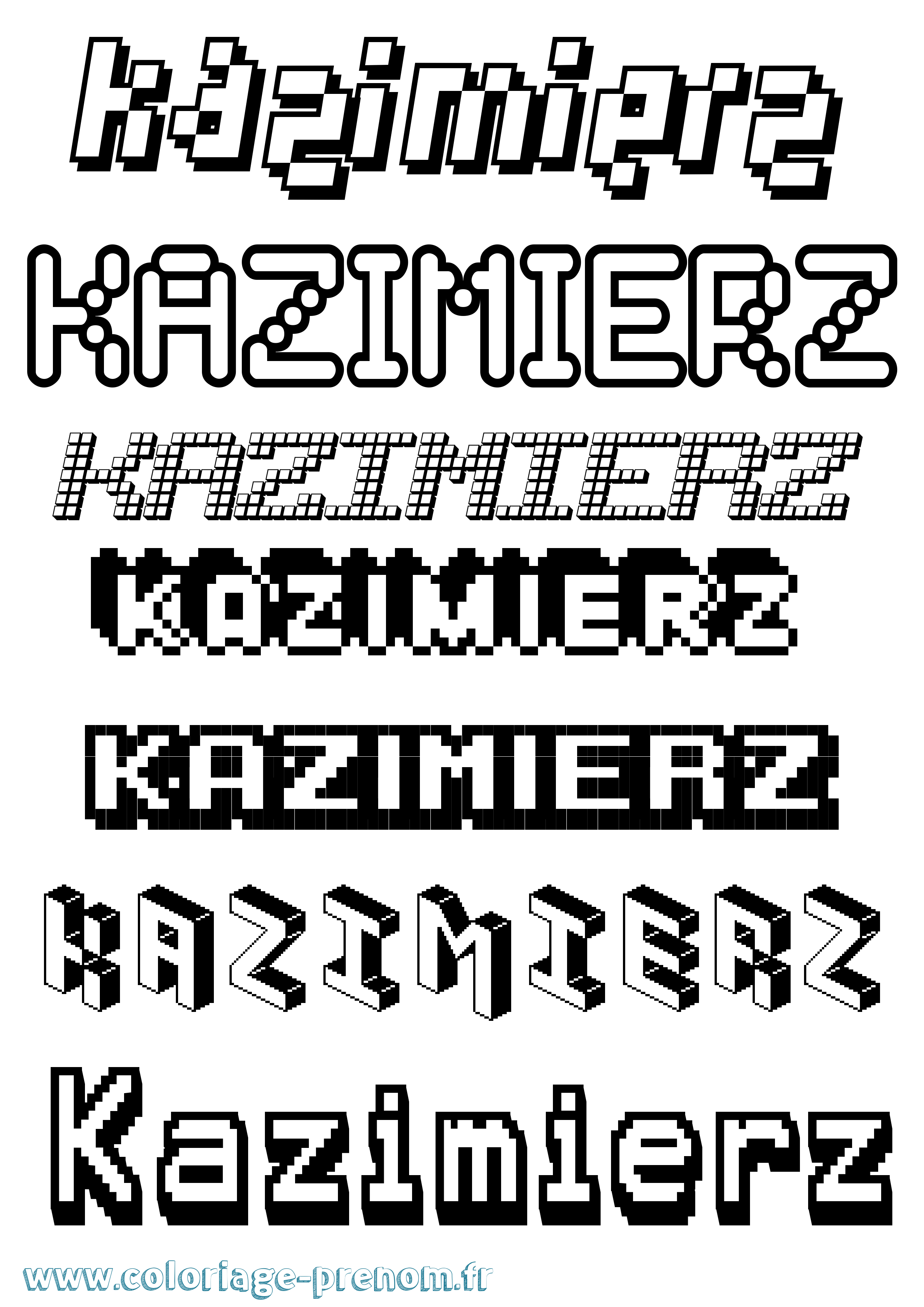 Coloriage prénom Kazimierz Pixel