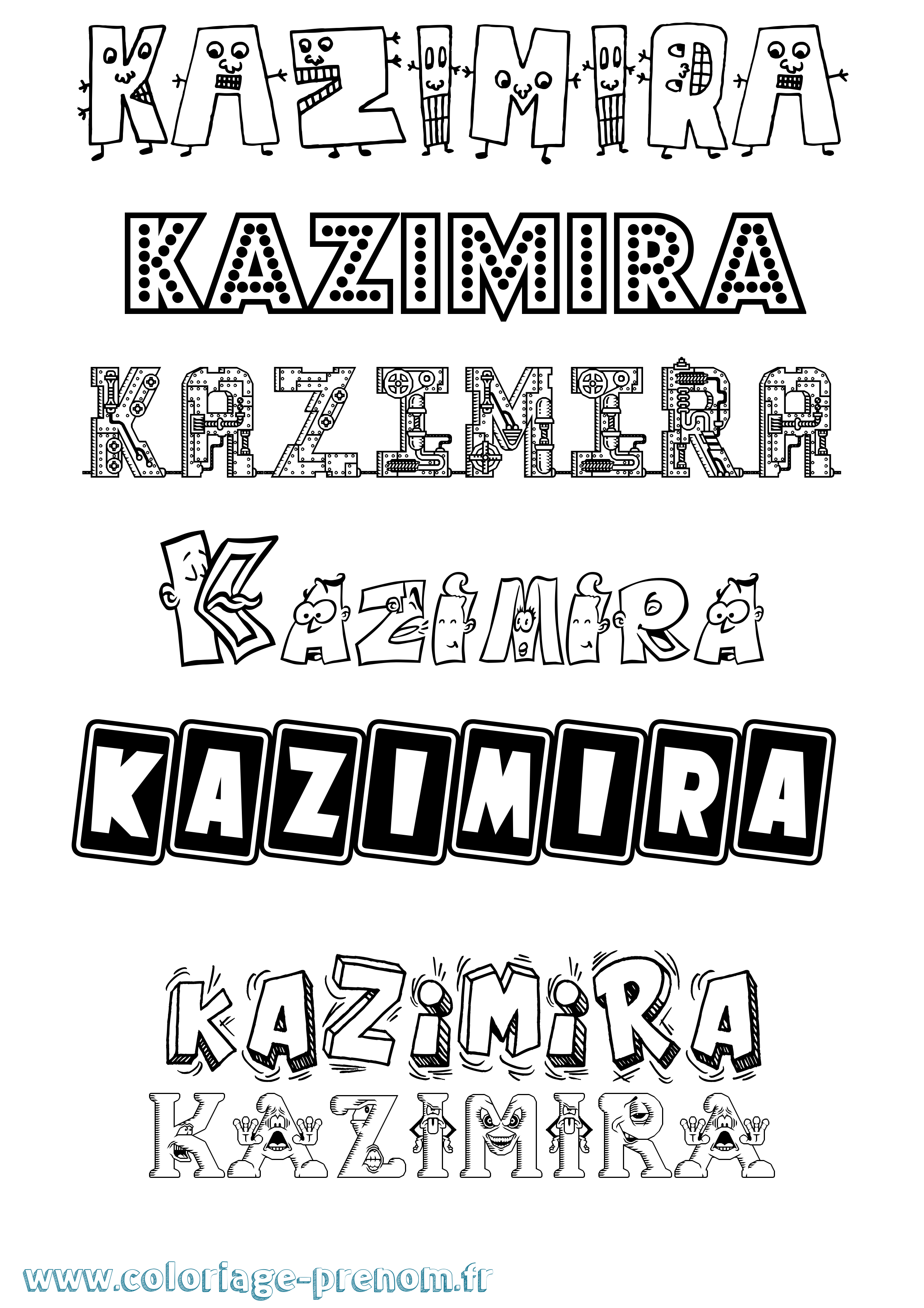 Coloriage prénom Kazimira Fun