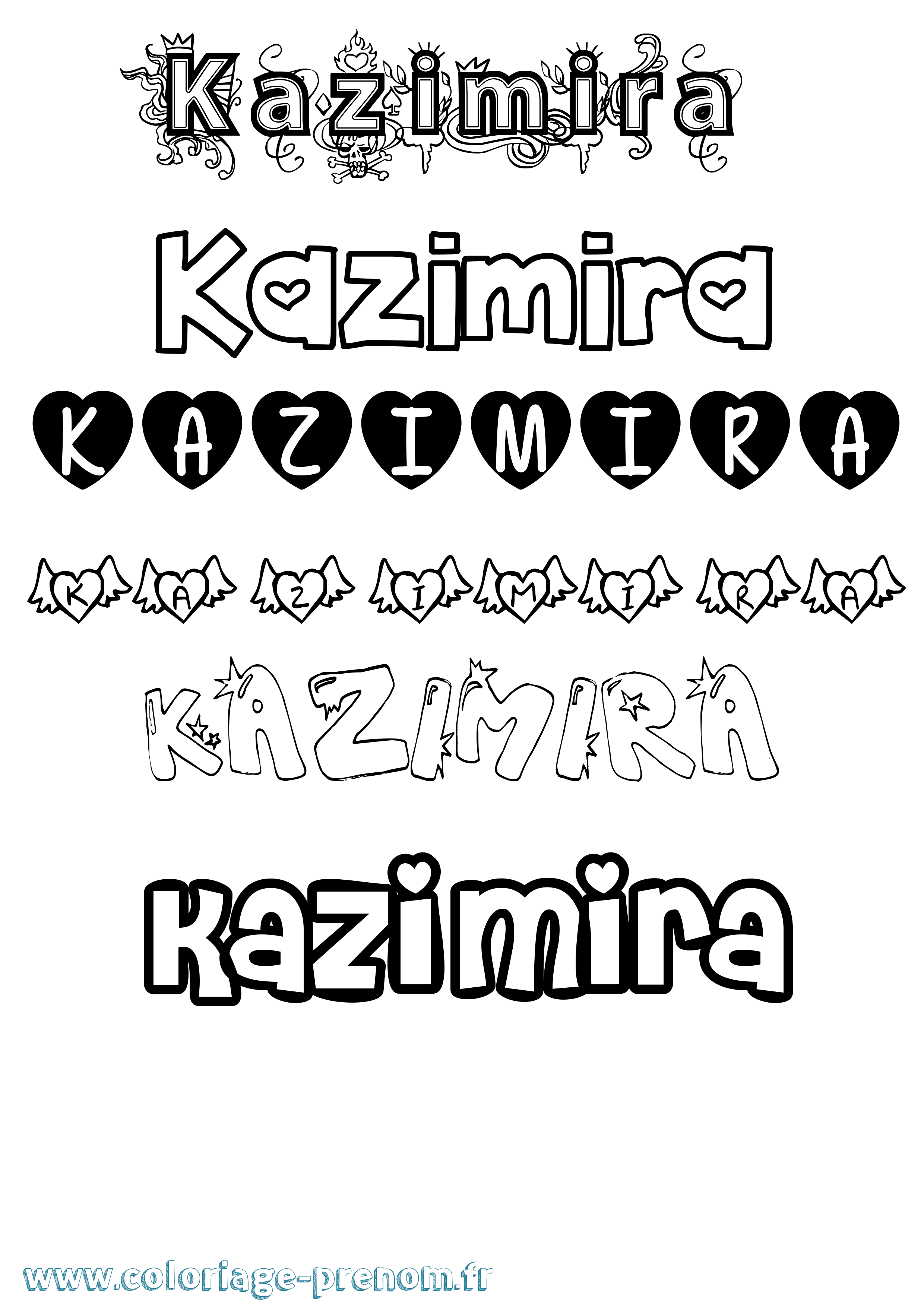 Coloriage prénom Kazimira Girly