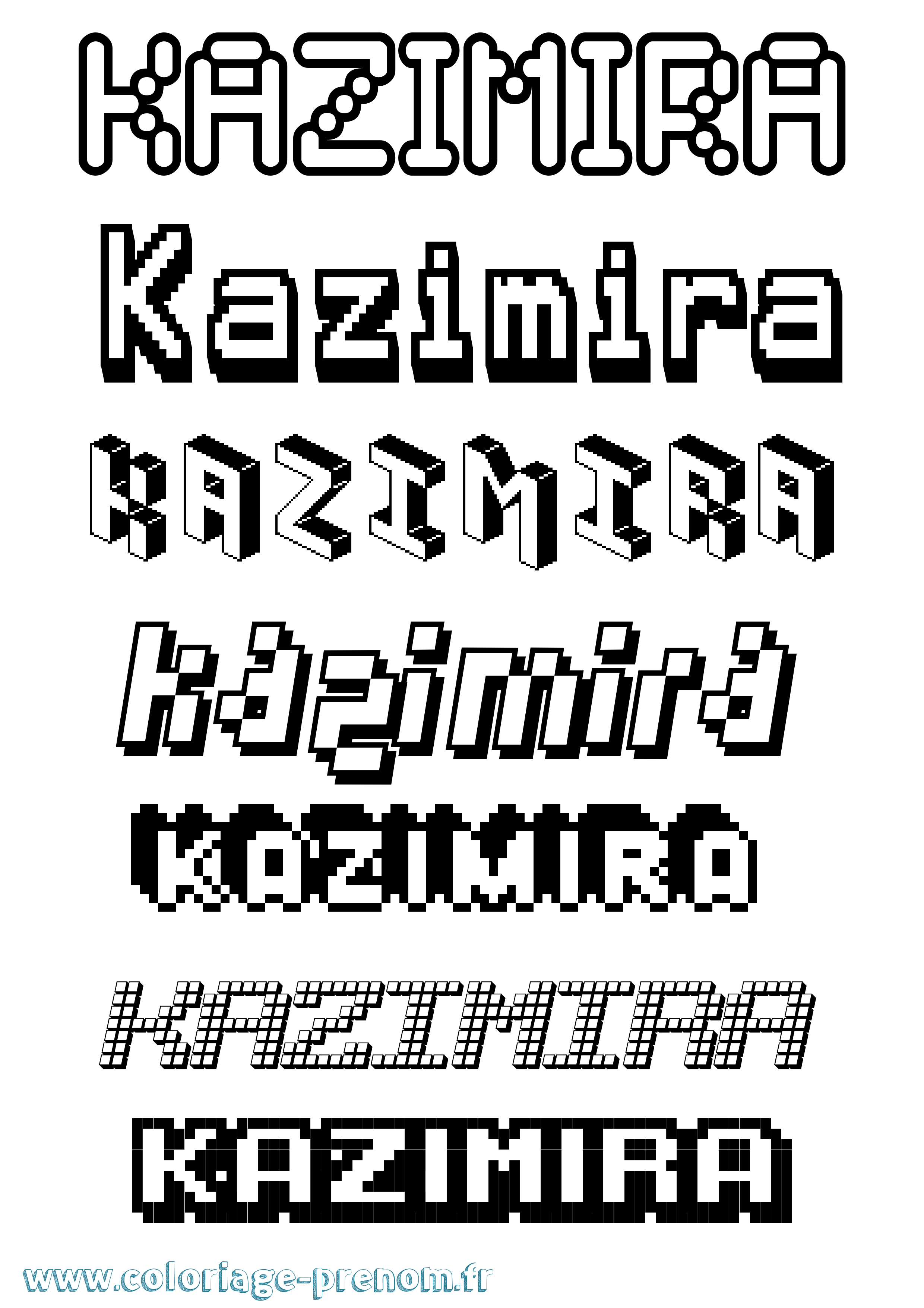 Coloriage prénom Kazimira Pixel